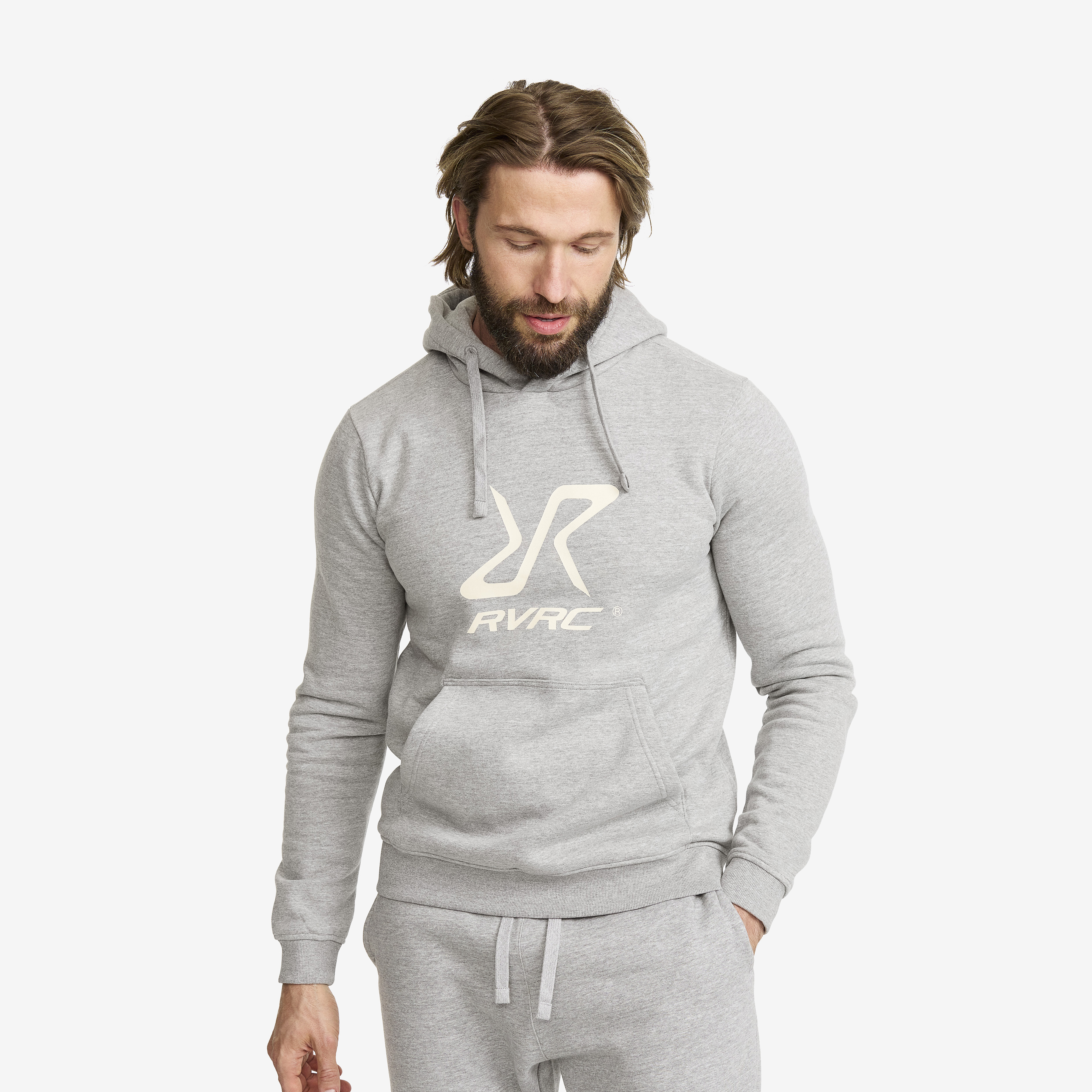 RVRC Hoodie Herr Grey Melange/Oatmeal, :L