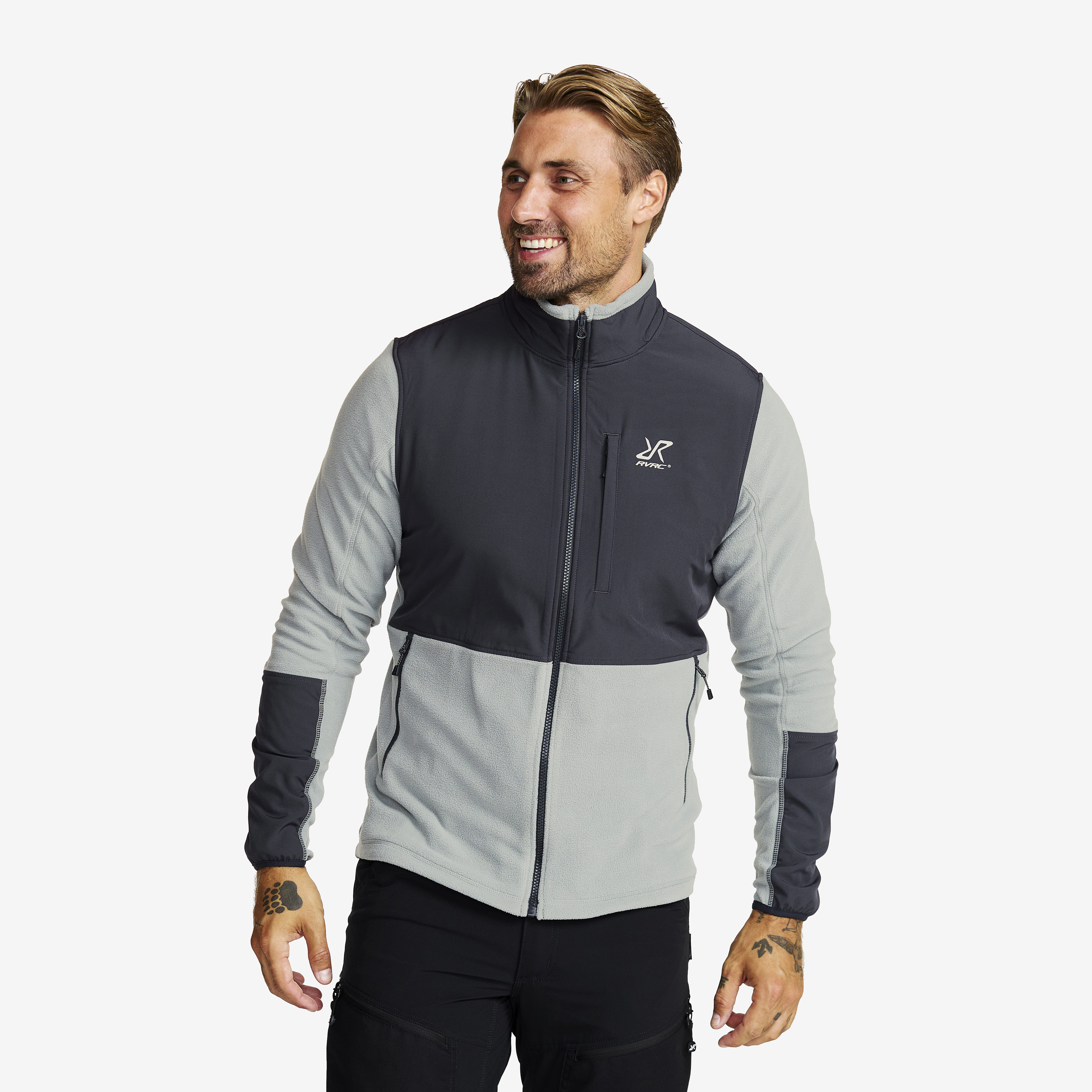 River Hybrid Fleece Jacket Herre Limestone Grey, Størrelse:2XL - Herre > Overdele > Fleece & Midlayers