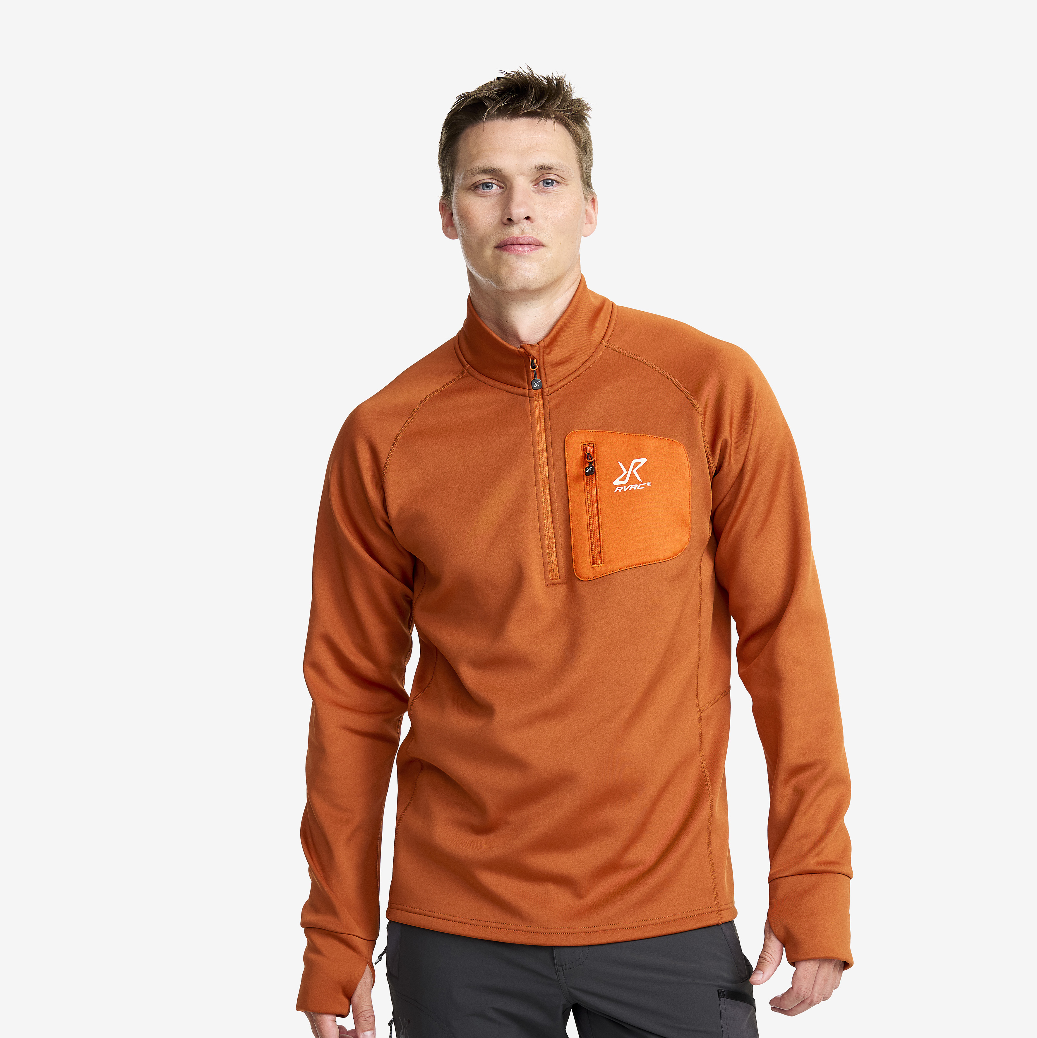 Evolution Half-zip Stretch Fleece Terracotta Brown Hombres