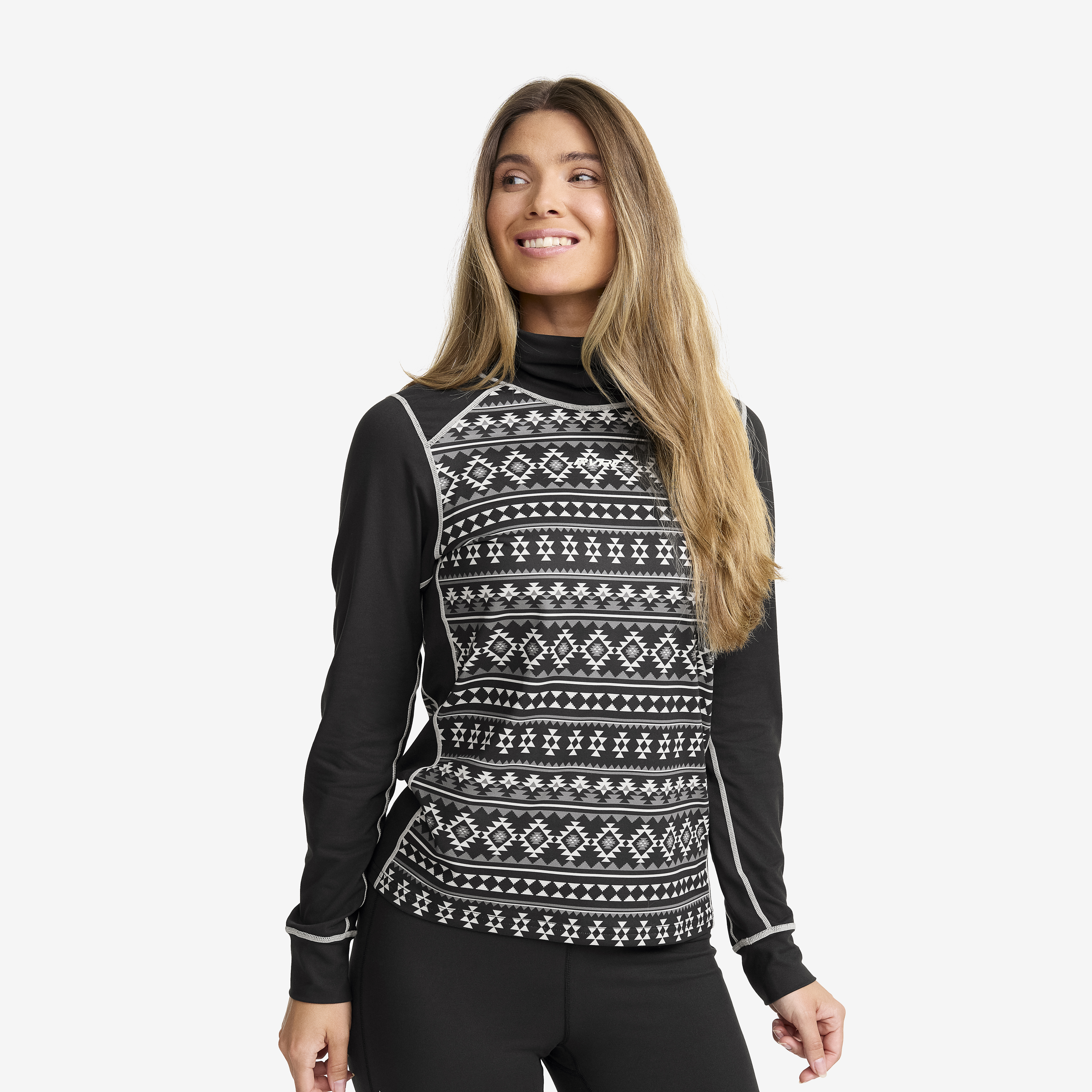 Downhill Base Layer Turtleneck Top Black/Peyote Dam,