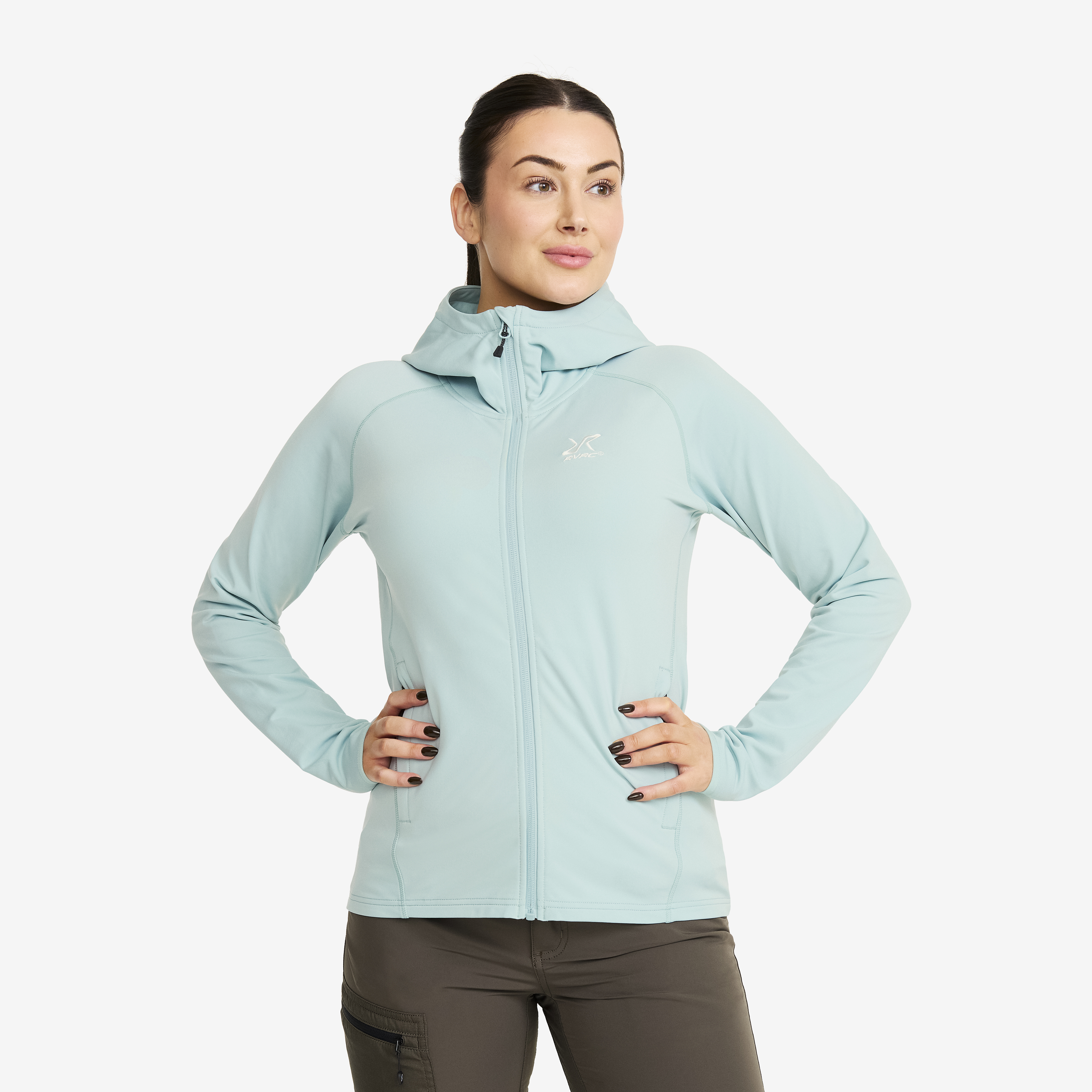 Evolution Light Stretch Fleece Hoodie Gray Mist Naiset,