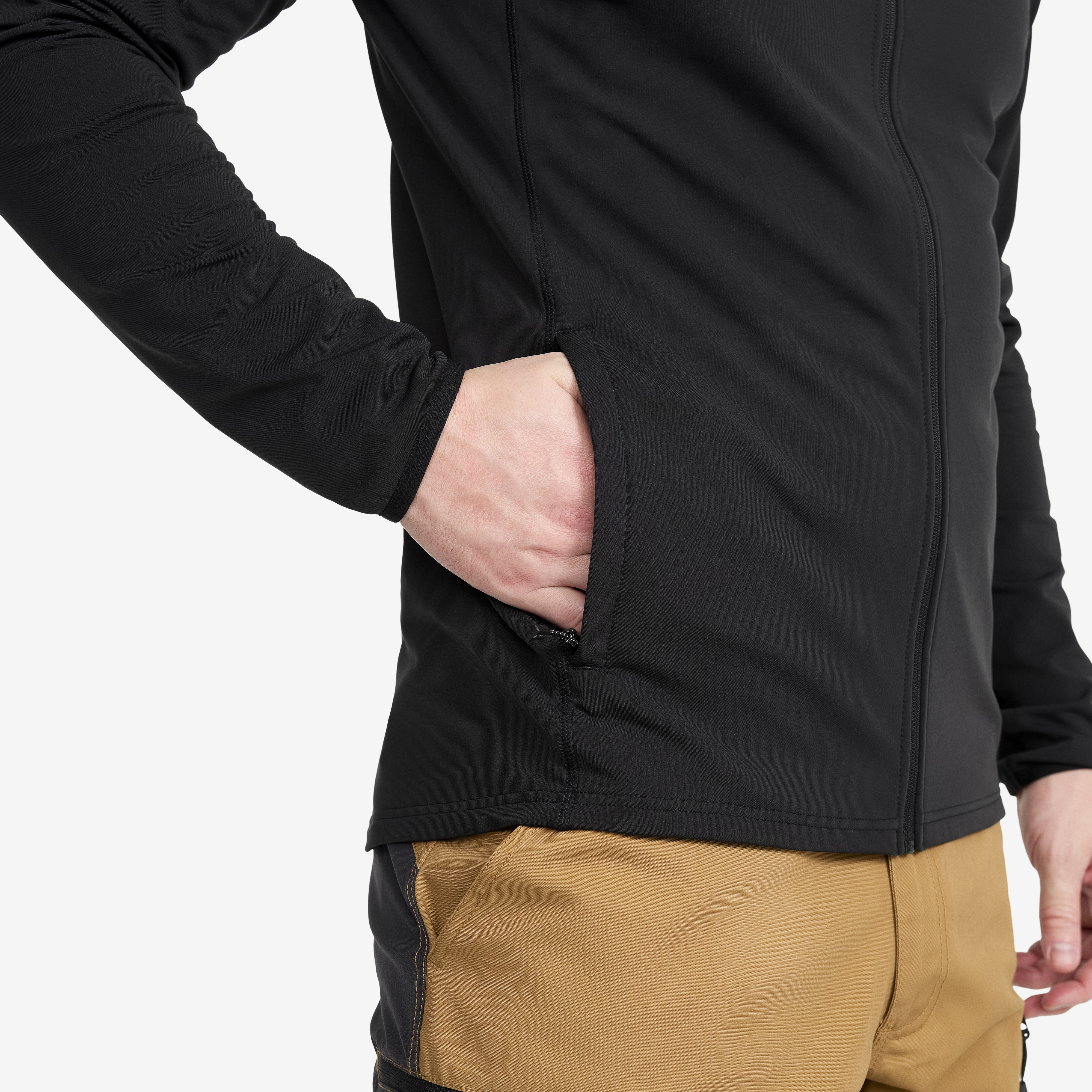 Evolution Light Stretch Fleece Hoodie Men Black | RevolutionRace
