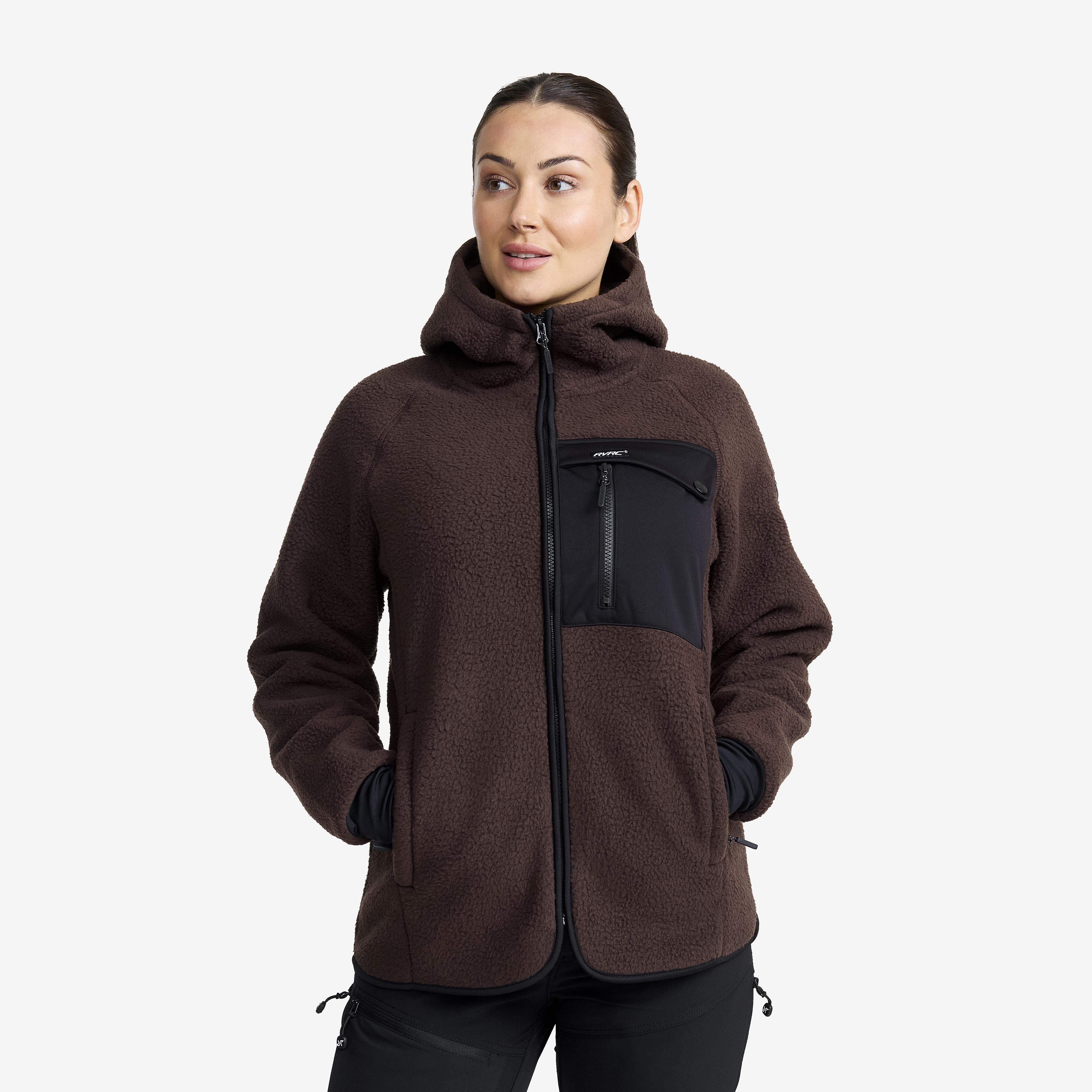 Sherpa Hoodie Seal Brown Naiset,