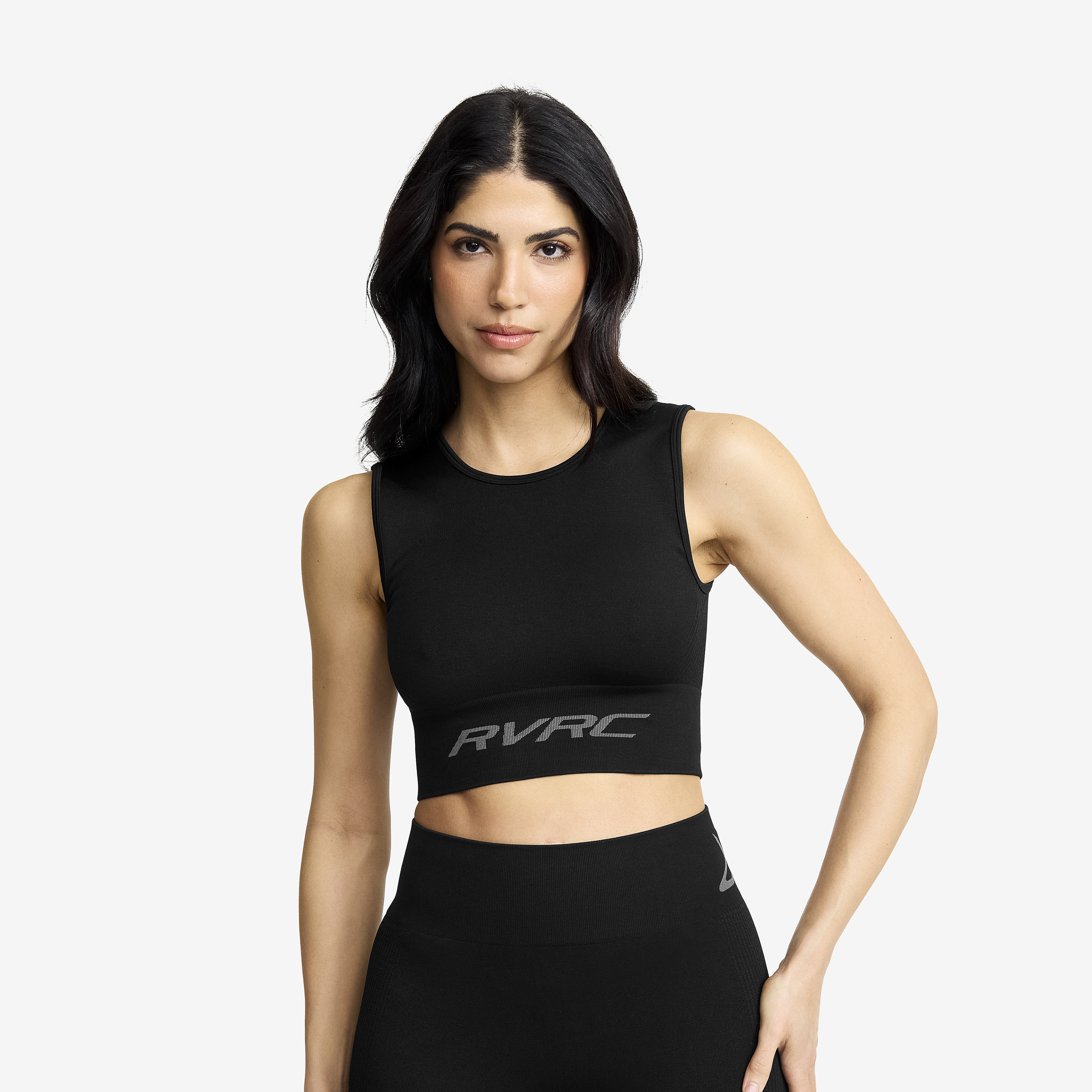 Descent Seamless Crop Top Black Dam,