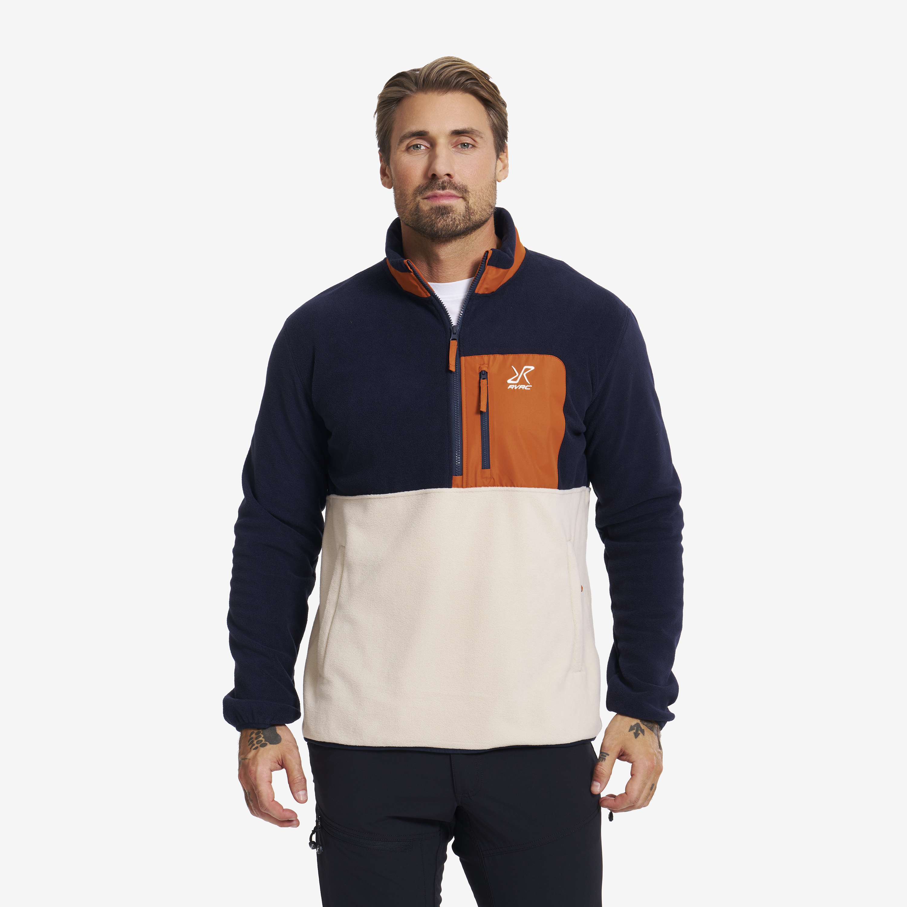 Woodland Half-zip Fleece Herre Deep Navy/Peyote, Størrelse:2XL - Herre > Overdele > Fleece & Midlayers