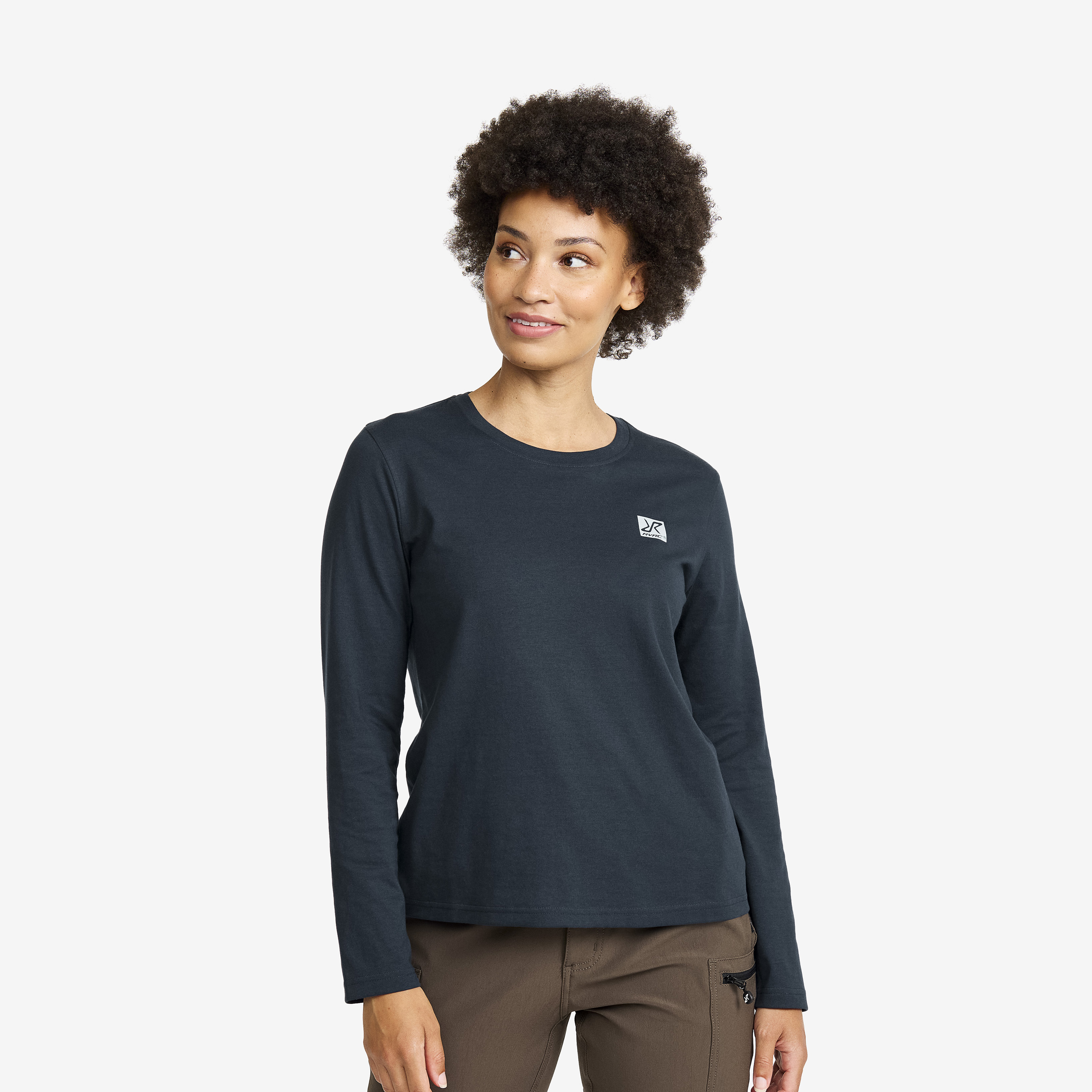 Easy Graphic Landscape Lines Long-sleeved T-shirt Dame Blueberry