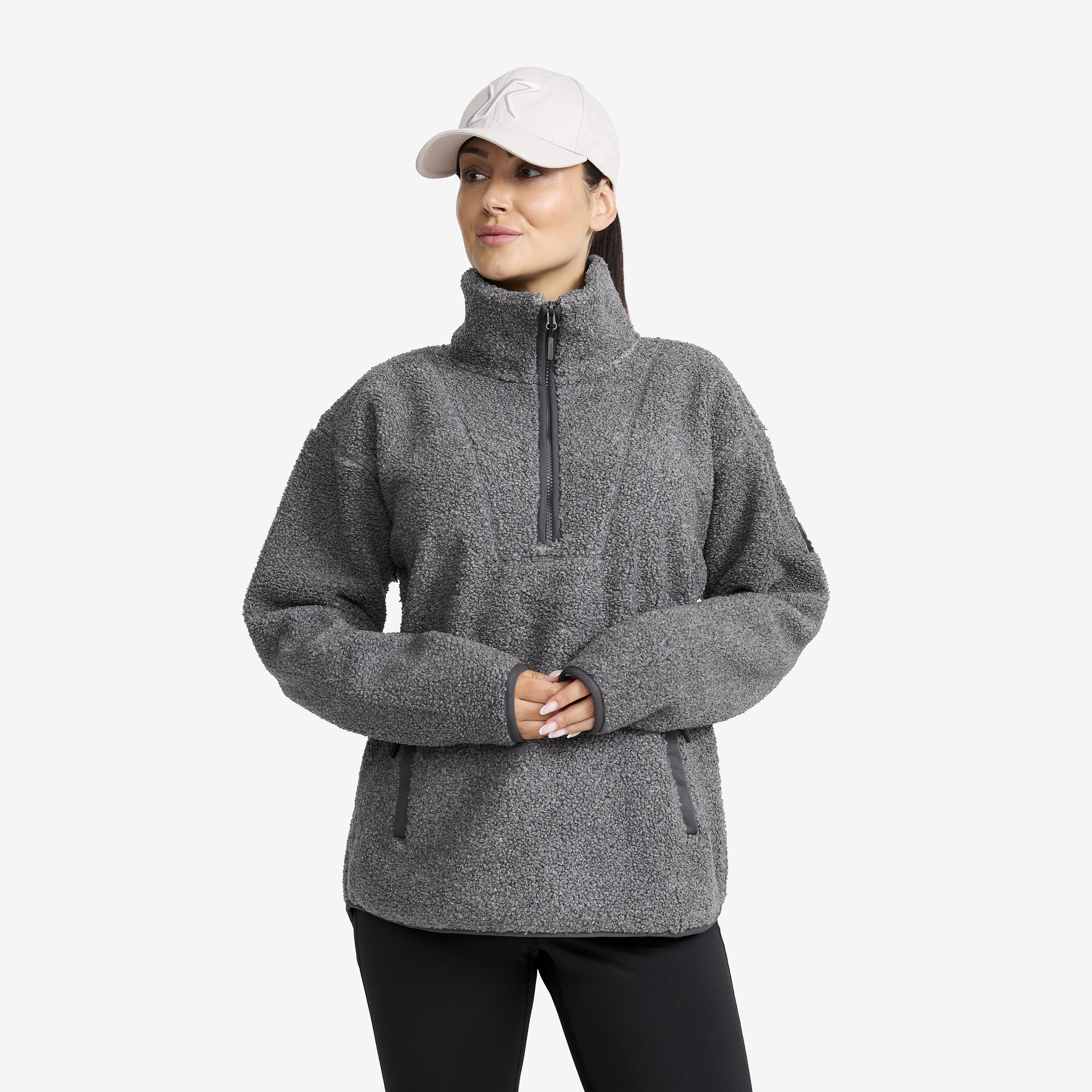 Bigfoot Half-zip Pile Fleece Dark Grey Melange Damen,