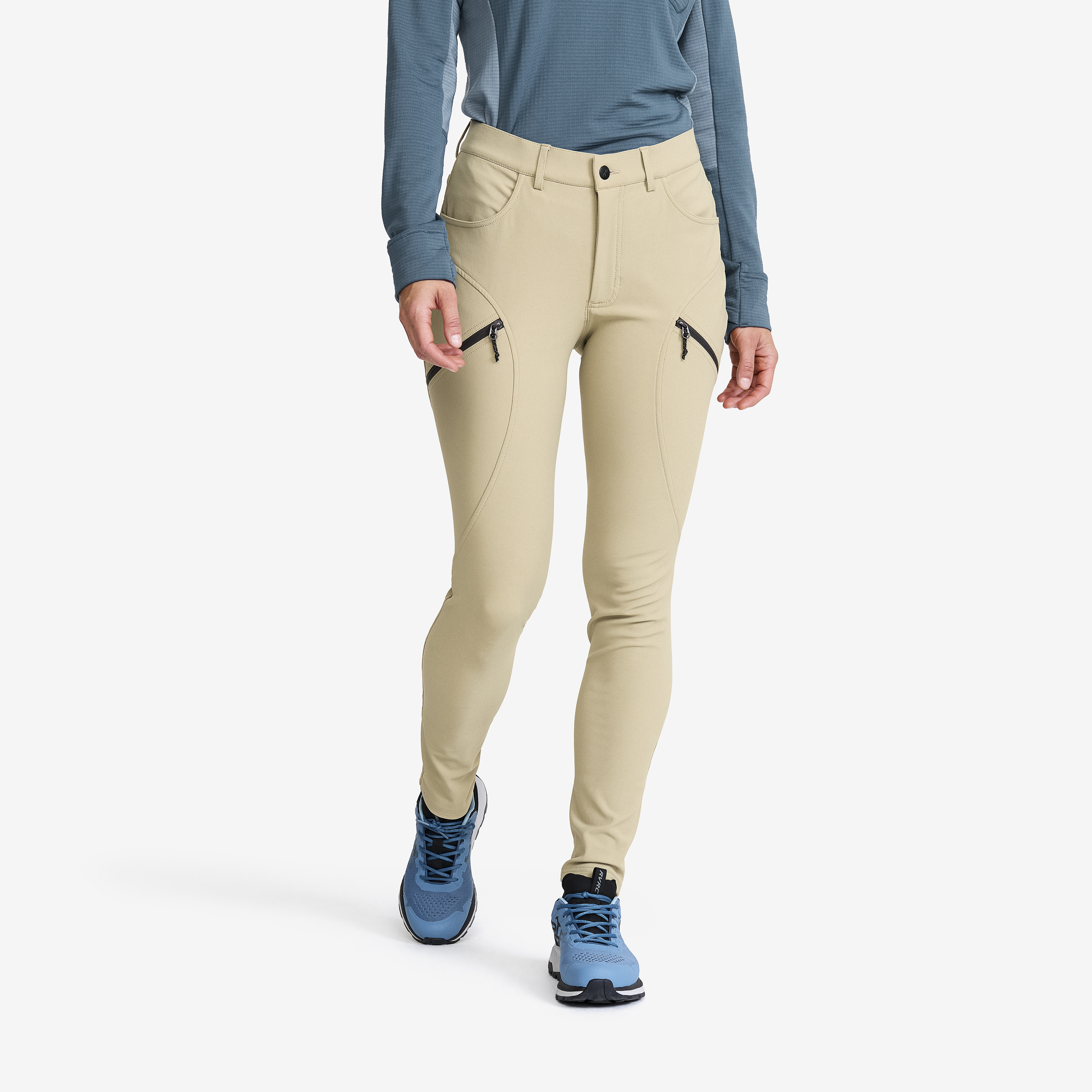 Bouncer Highwaist Jeans Dame Khaki Tan Beige