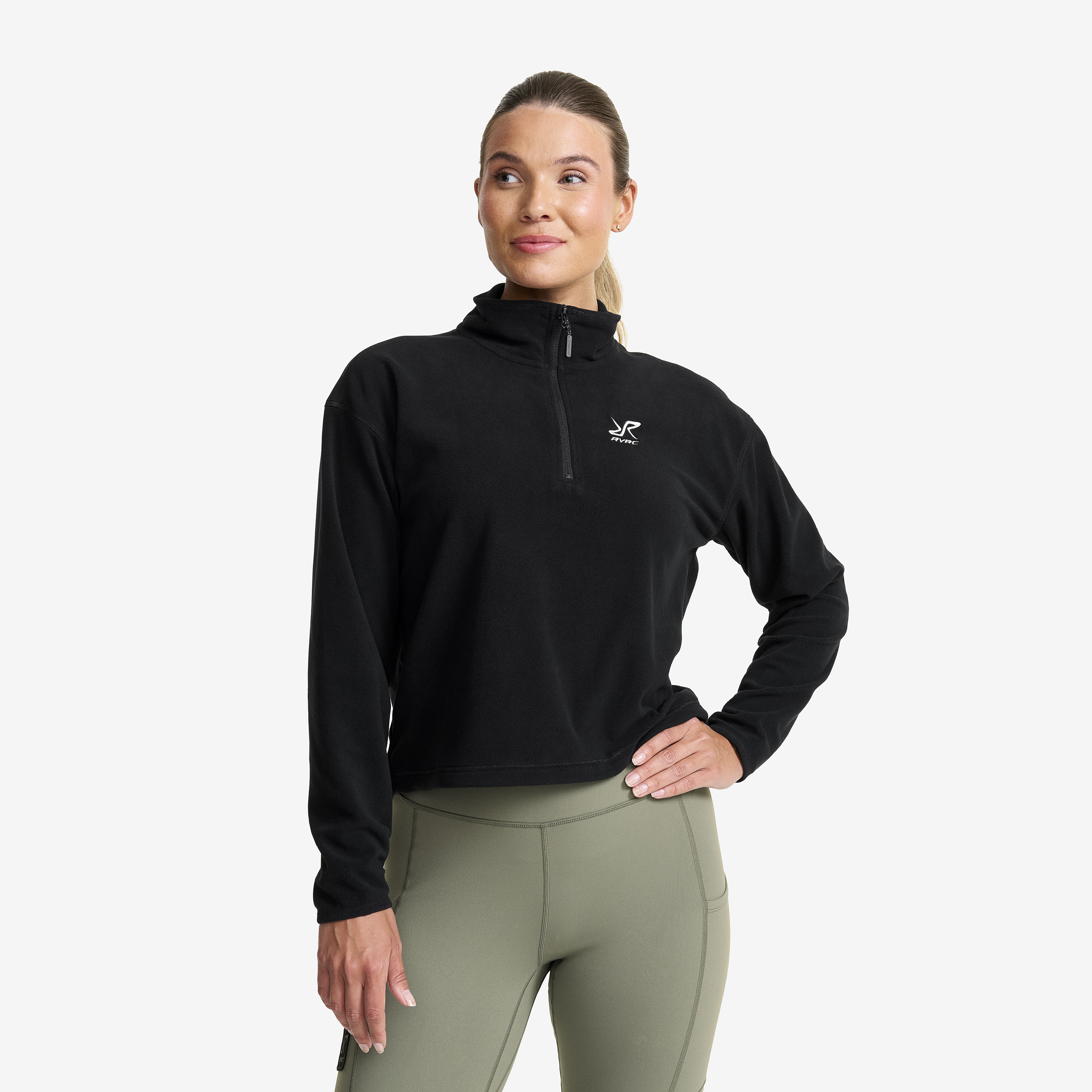 Hiker Cropped Half-zip Fleece Black Damen, 