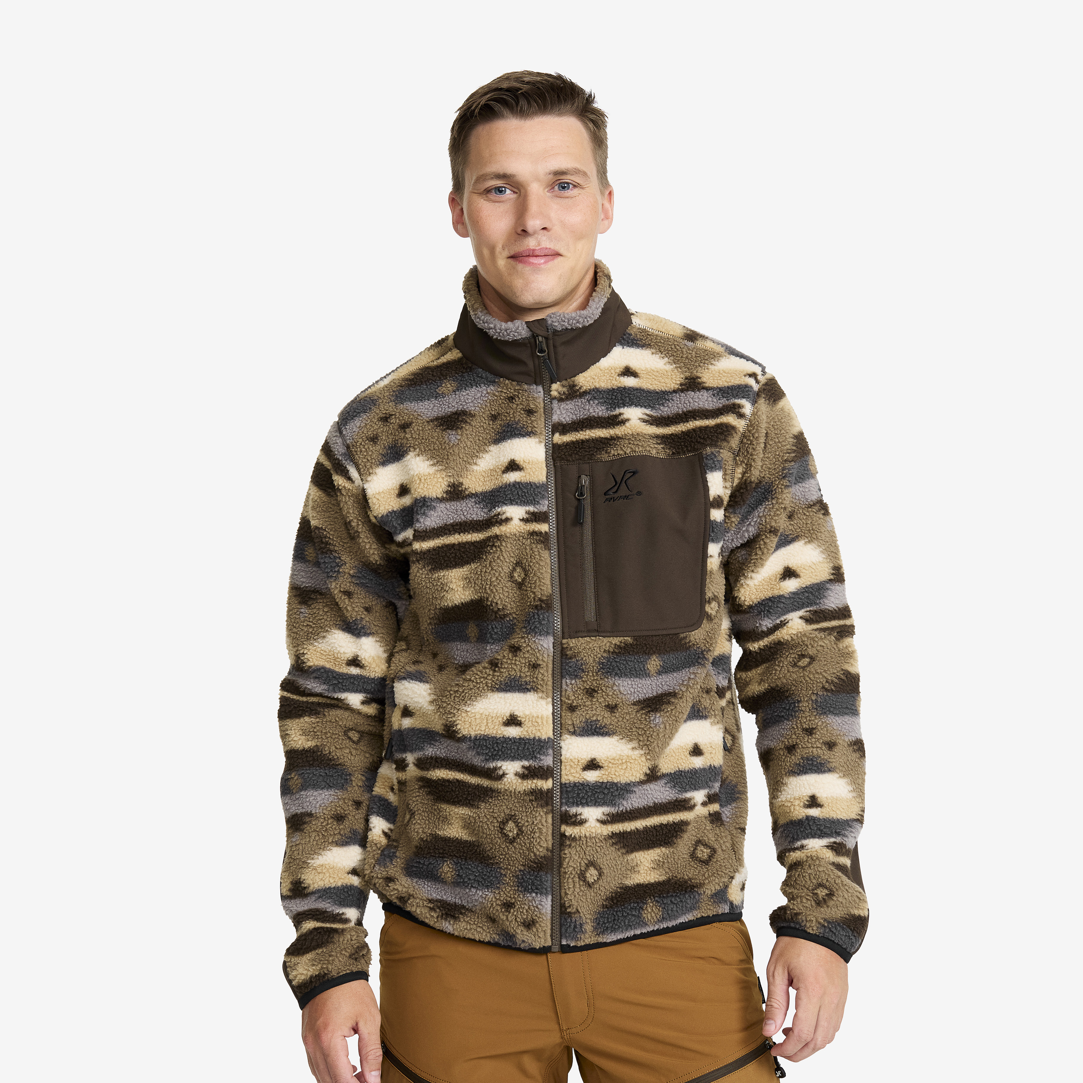 High Pile Fleece Jacket Herre Brindle/Mud Forest Cones