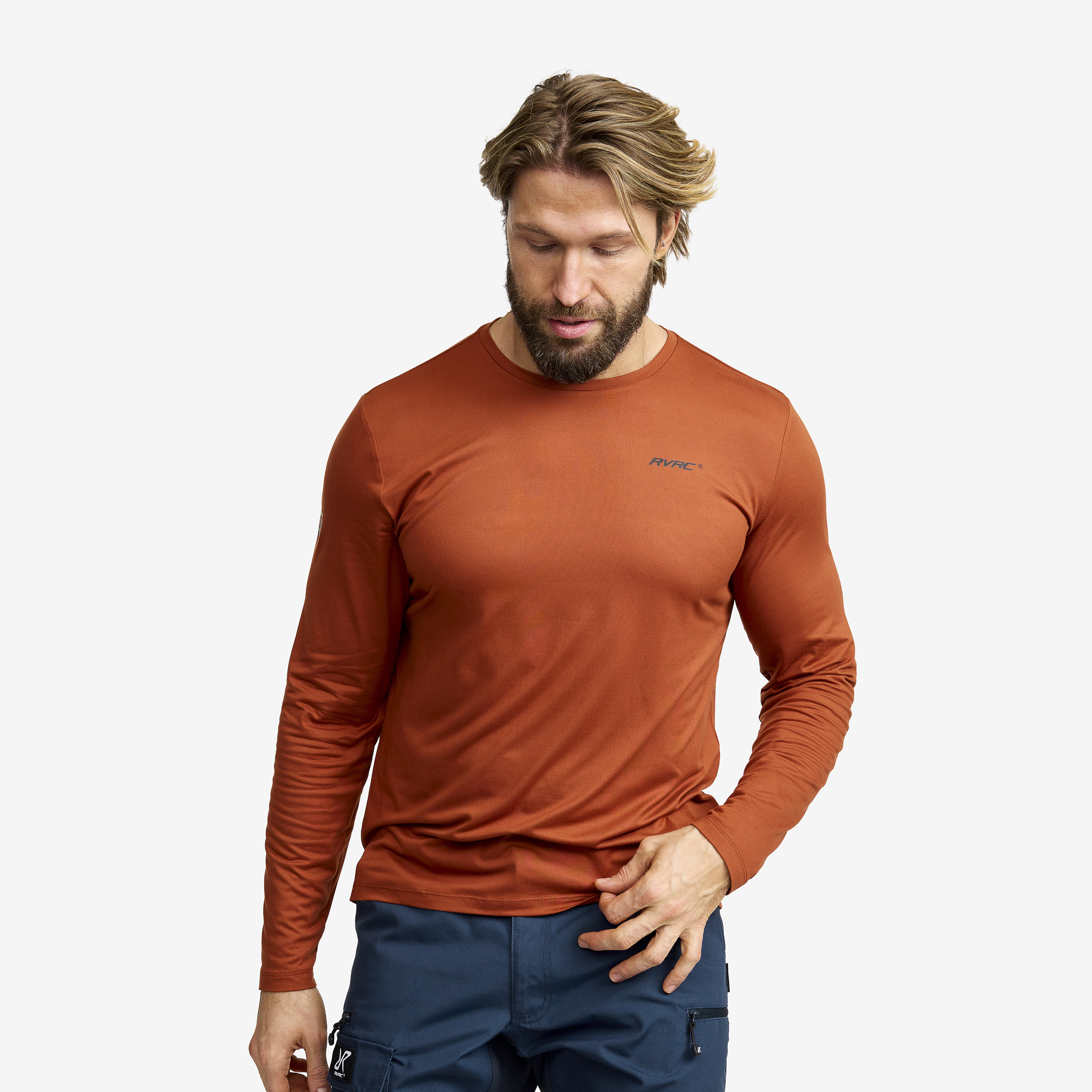 Mission Long-sleeved T-shirt Herre Rusty Orange, Størrelse:2XL - Herre > Overdele > Langærmede Trøjer