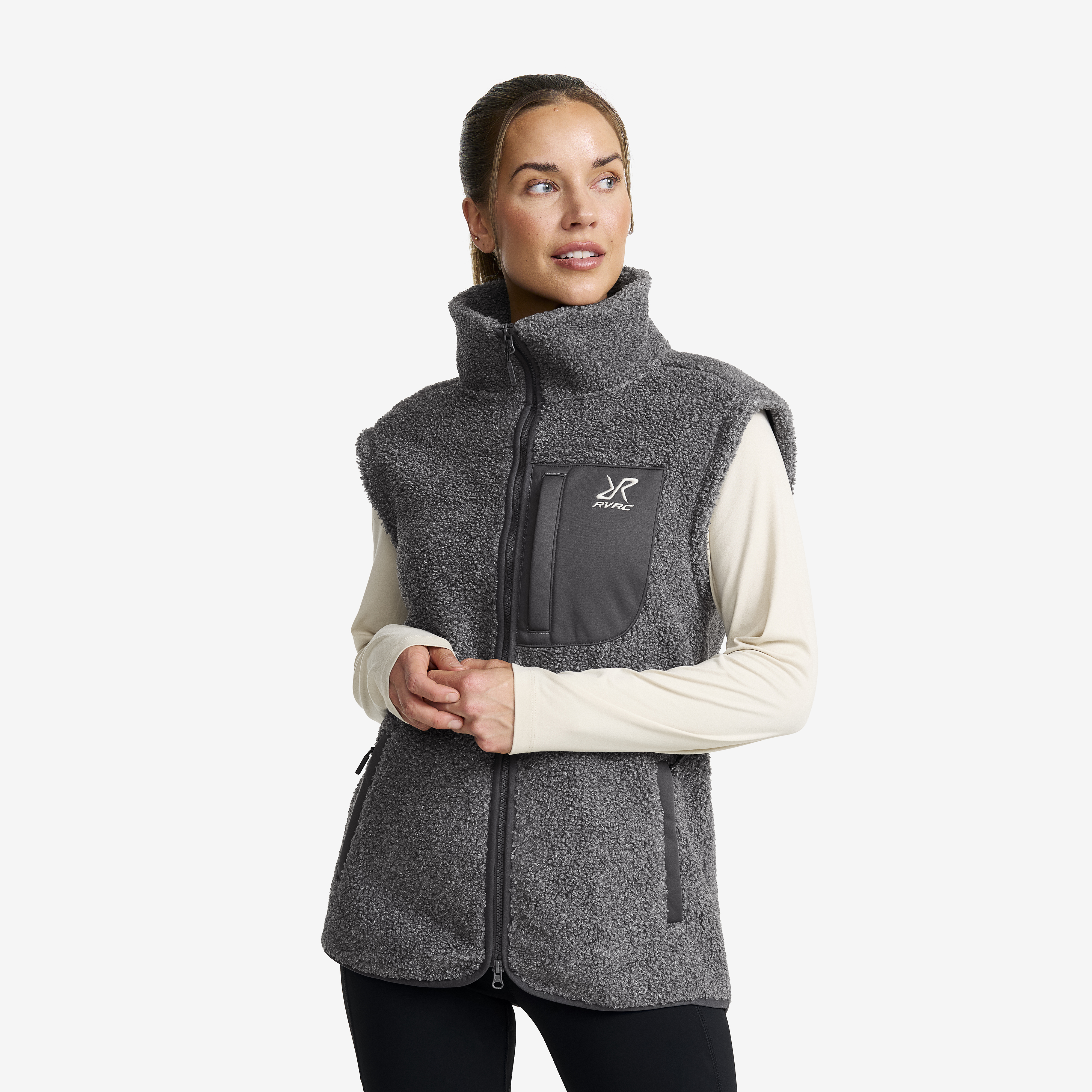 Bigfoot Pile Fleece Vest Dame Dark Grey Melange