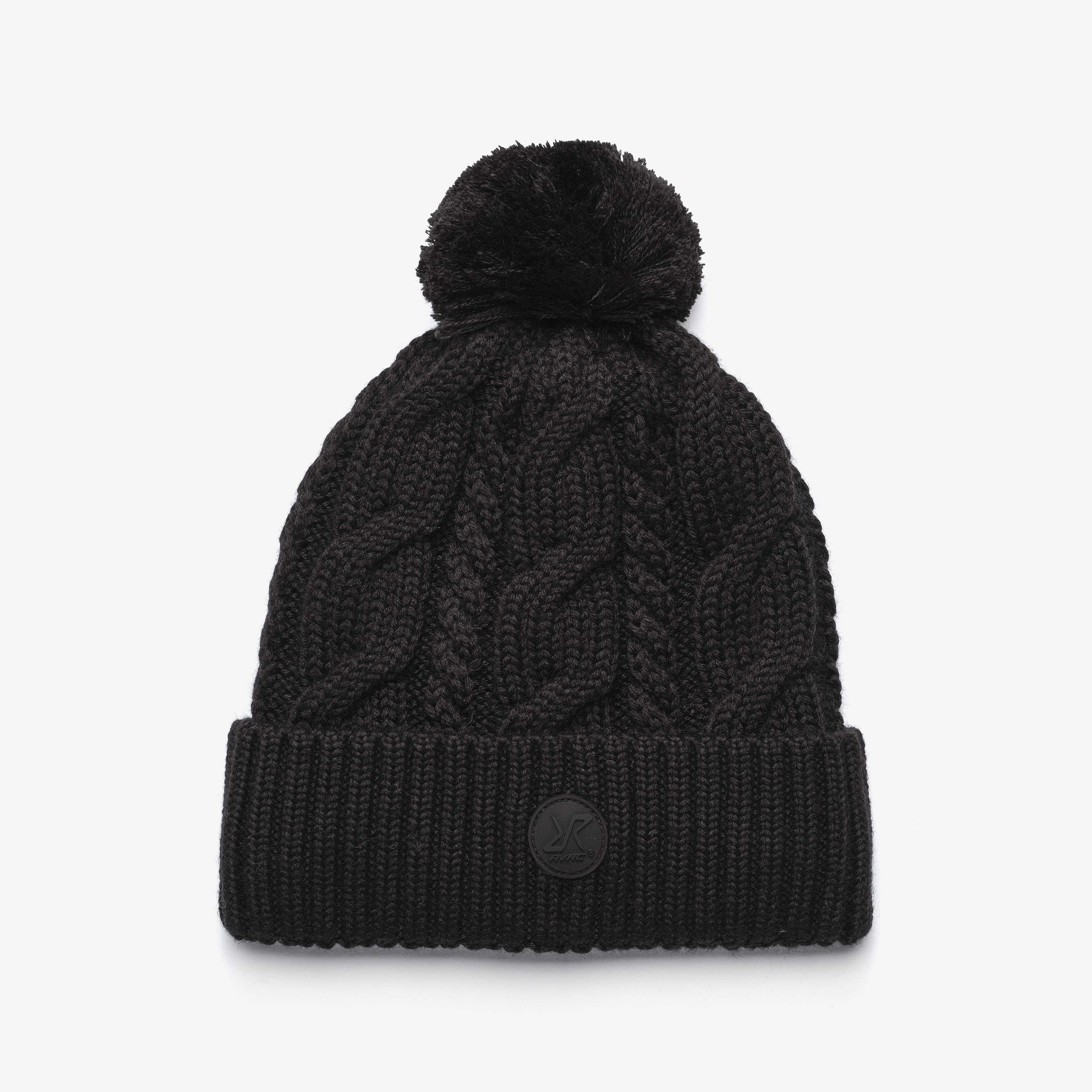 Frost Cable Knit Beanie Black,