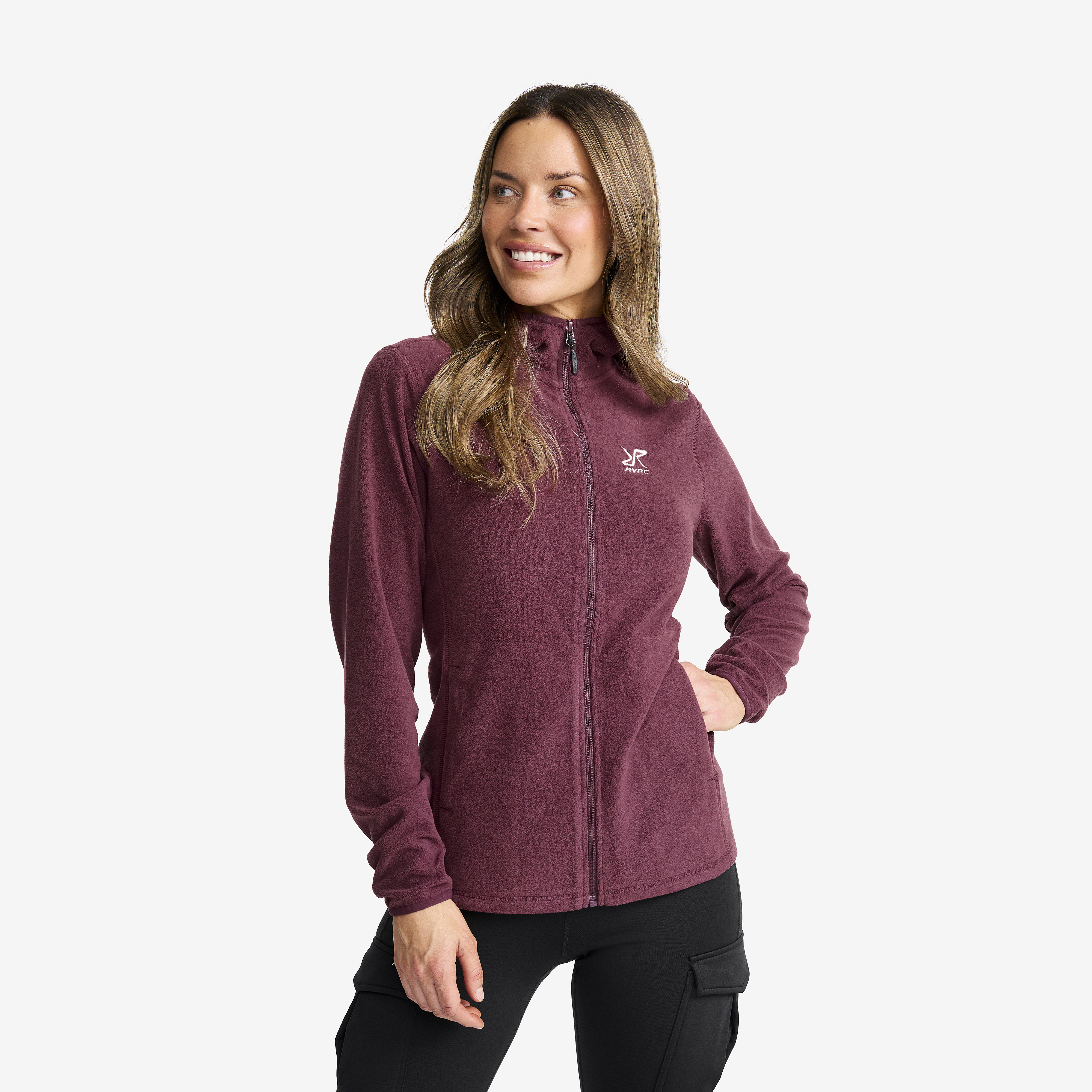 Hiker Fleece Hoodie Mauve Wine Damen,