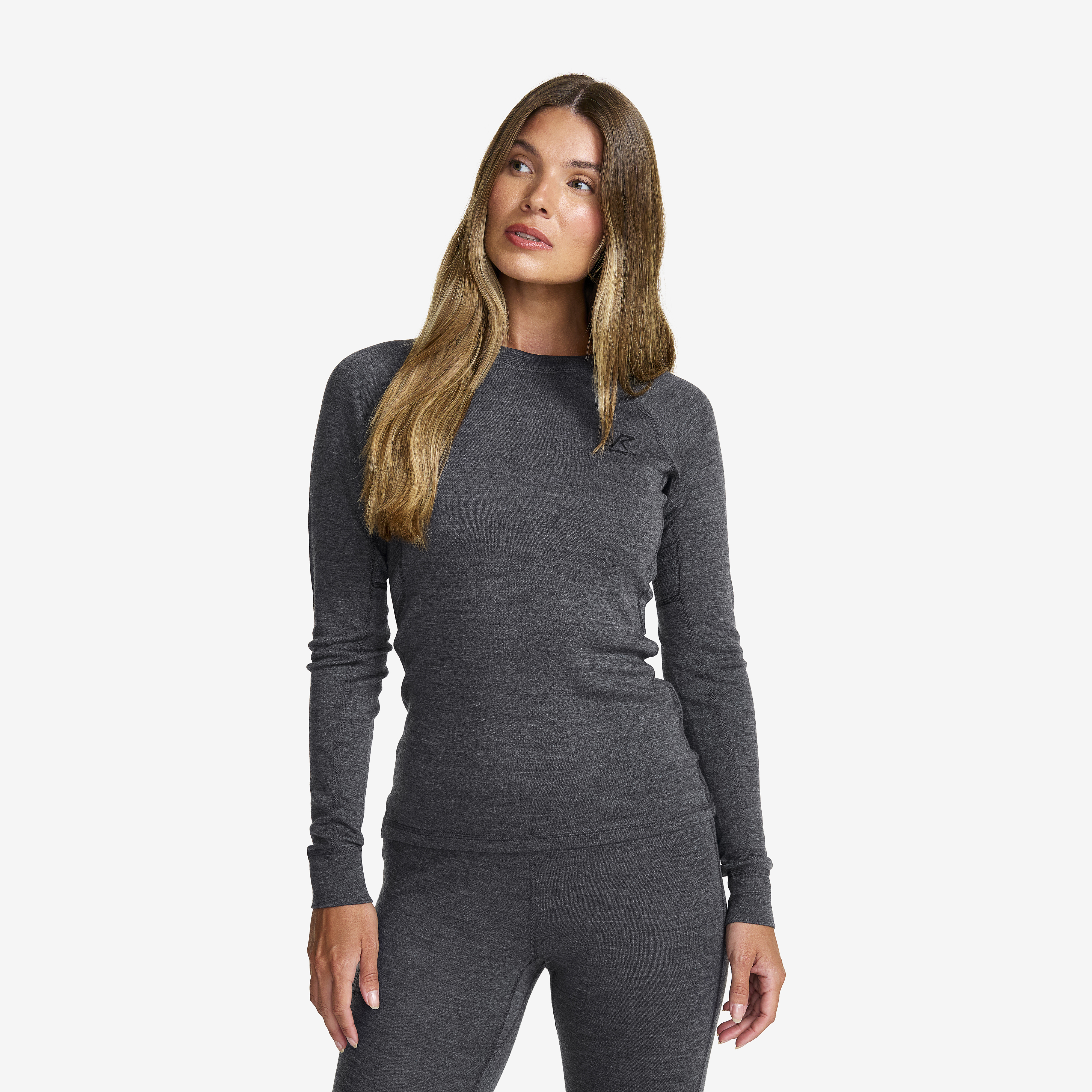 Route Merino Warm Base Layer Top Dark Grey Melange Donna,