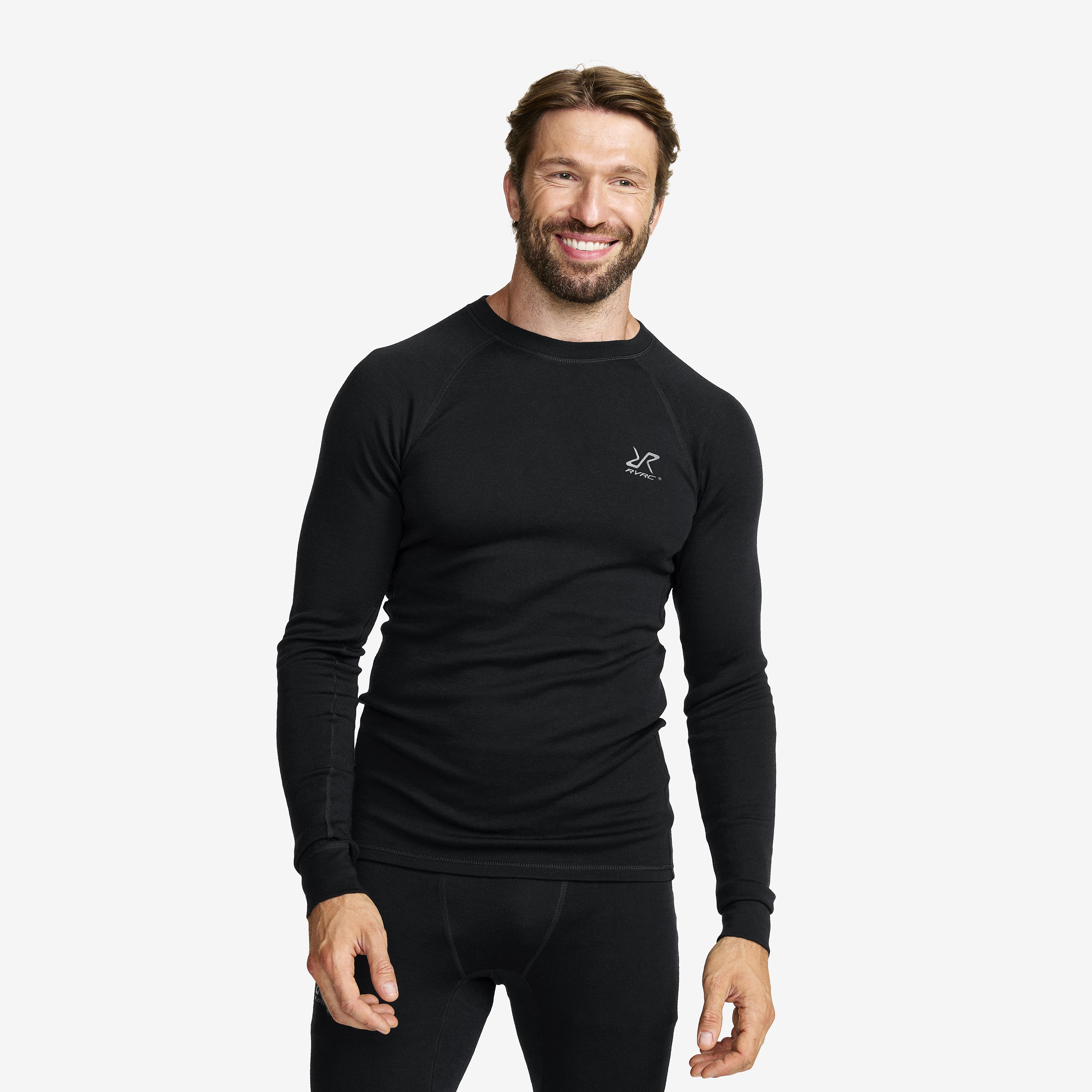 Route Merino Warm Base Layer Top Herr Black, :2XL