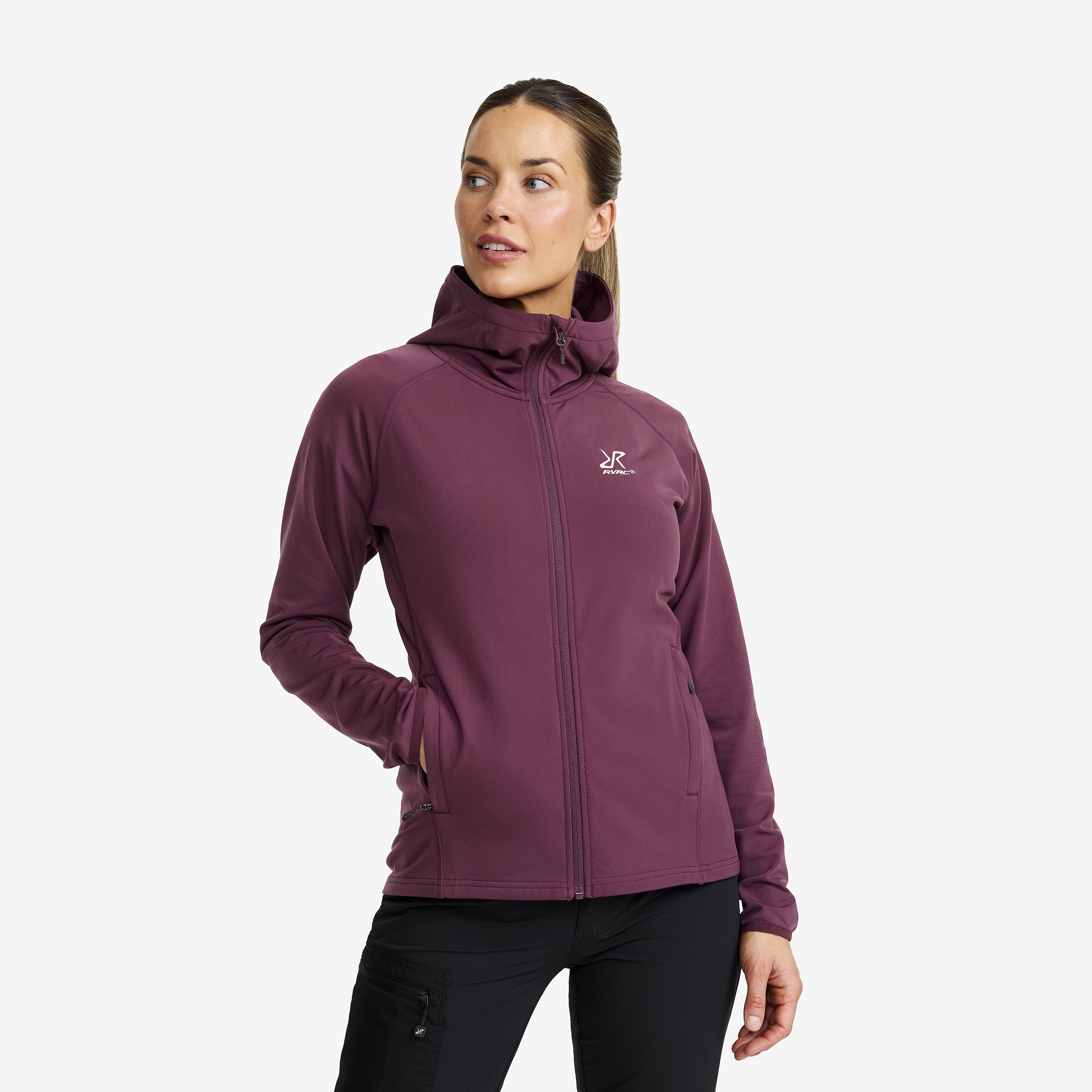 Evolution Light Stretch Fleece Hoodie Mauve Wine Damen, 