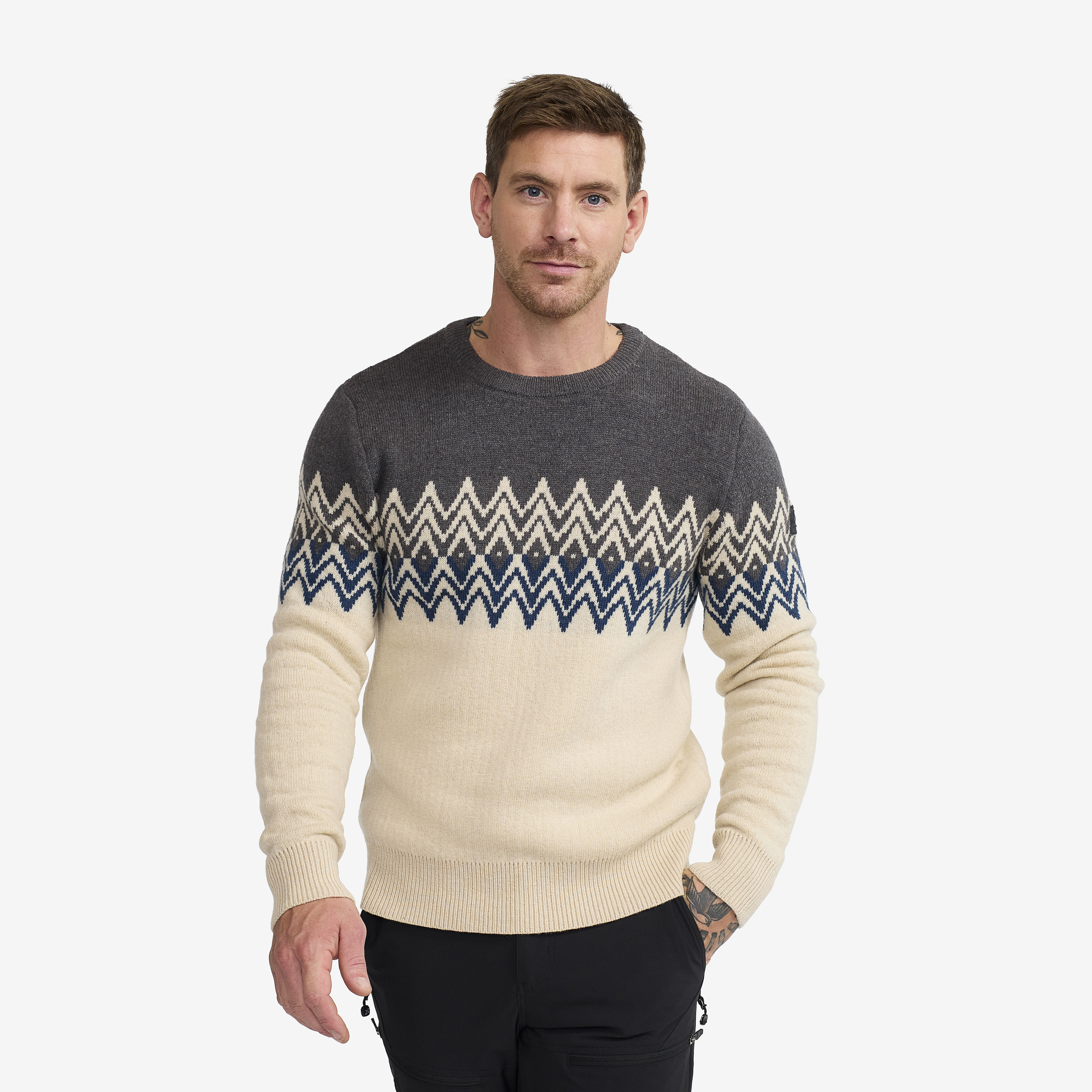 Heavy Knit Sweater - Herr - Oatmeal, Storlek:L - Herr > Tröjor > Skjortor & Långärmade Tröjor
