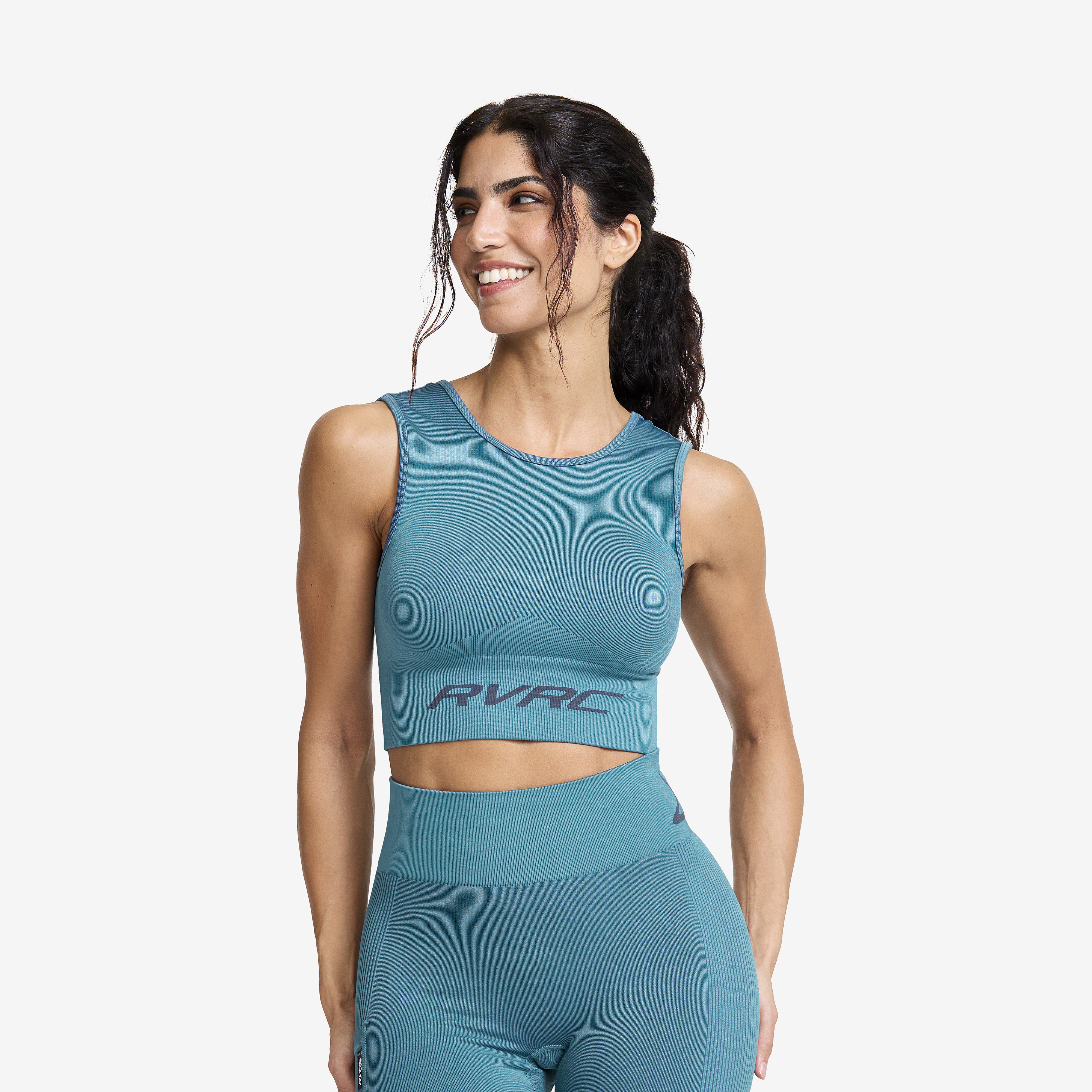 Descent Seamless Crop Top Blue Ashes Damen