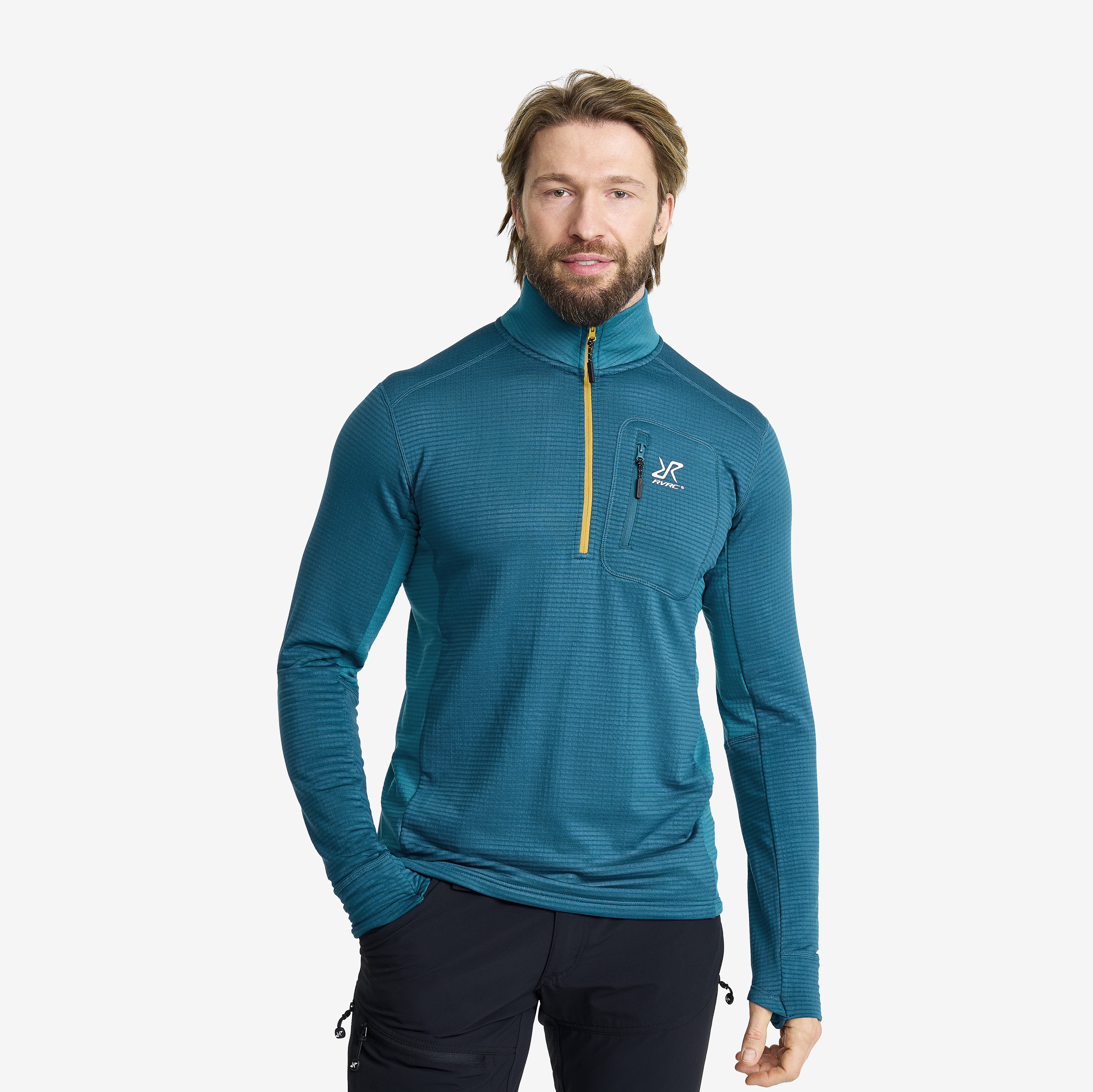 Waffle Half-zip Fleece – Herr – Moroccan Blue Storlek:2XL – Herr > Tröjor > Fleece