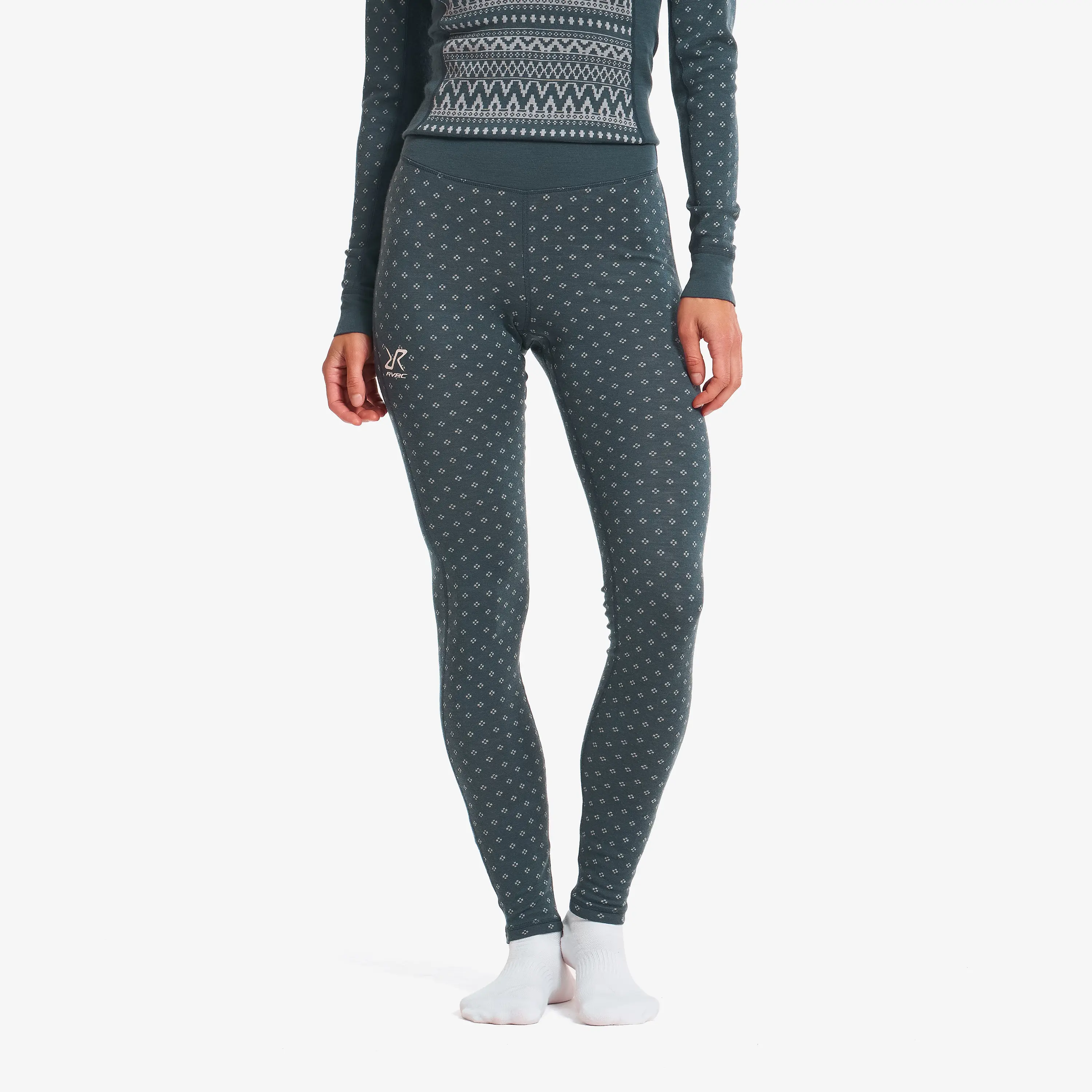 Route Merino Warm Graphic Base Layer Pants Dame India Ink/Alloy Grey