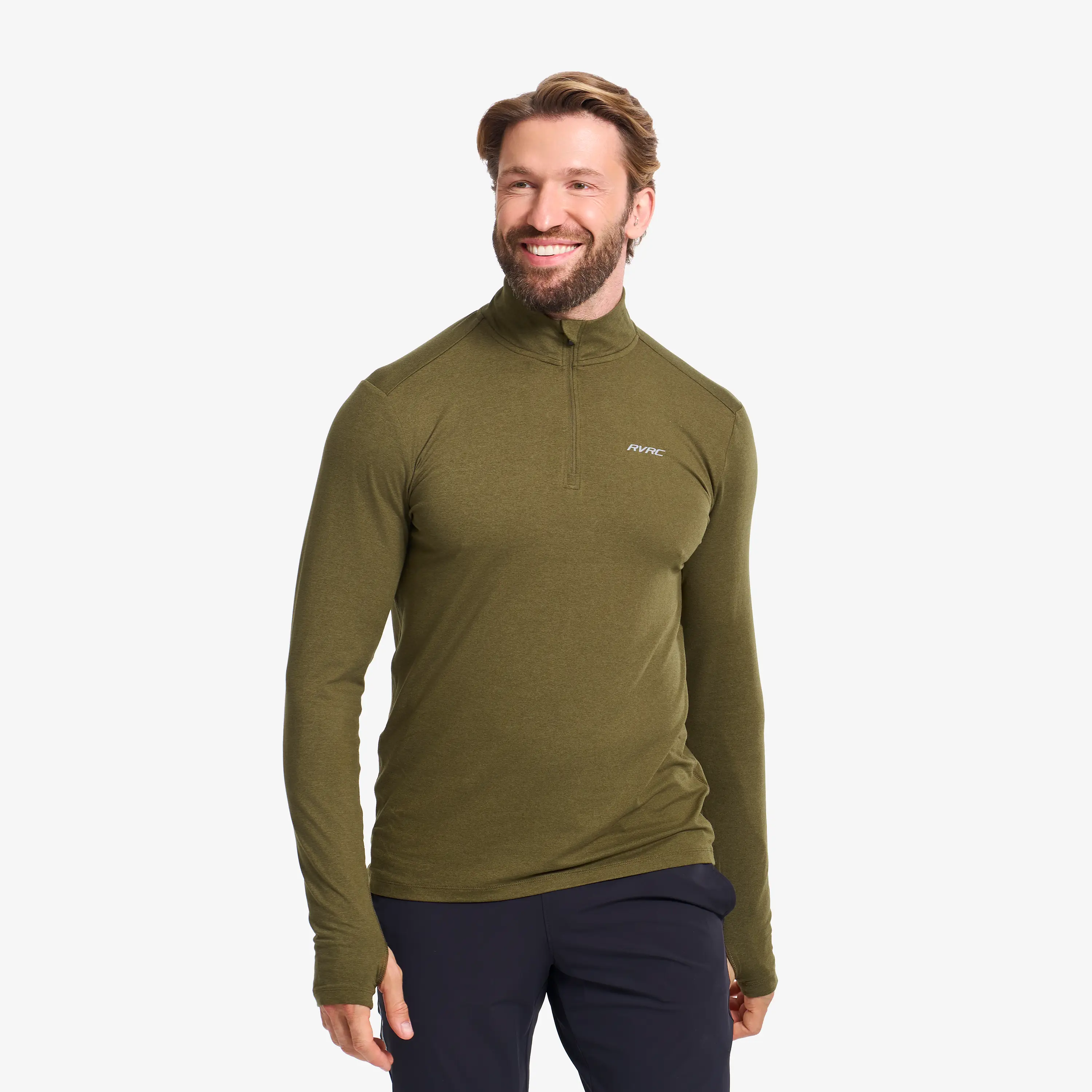Impulse Half-zip Top Dark Olive Melange Herren, 