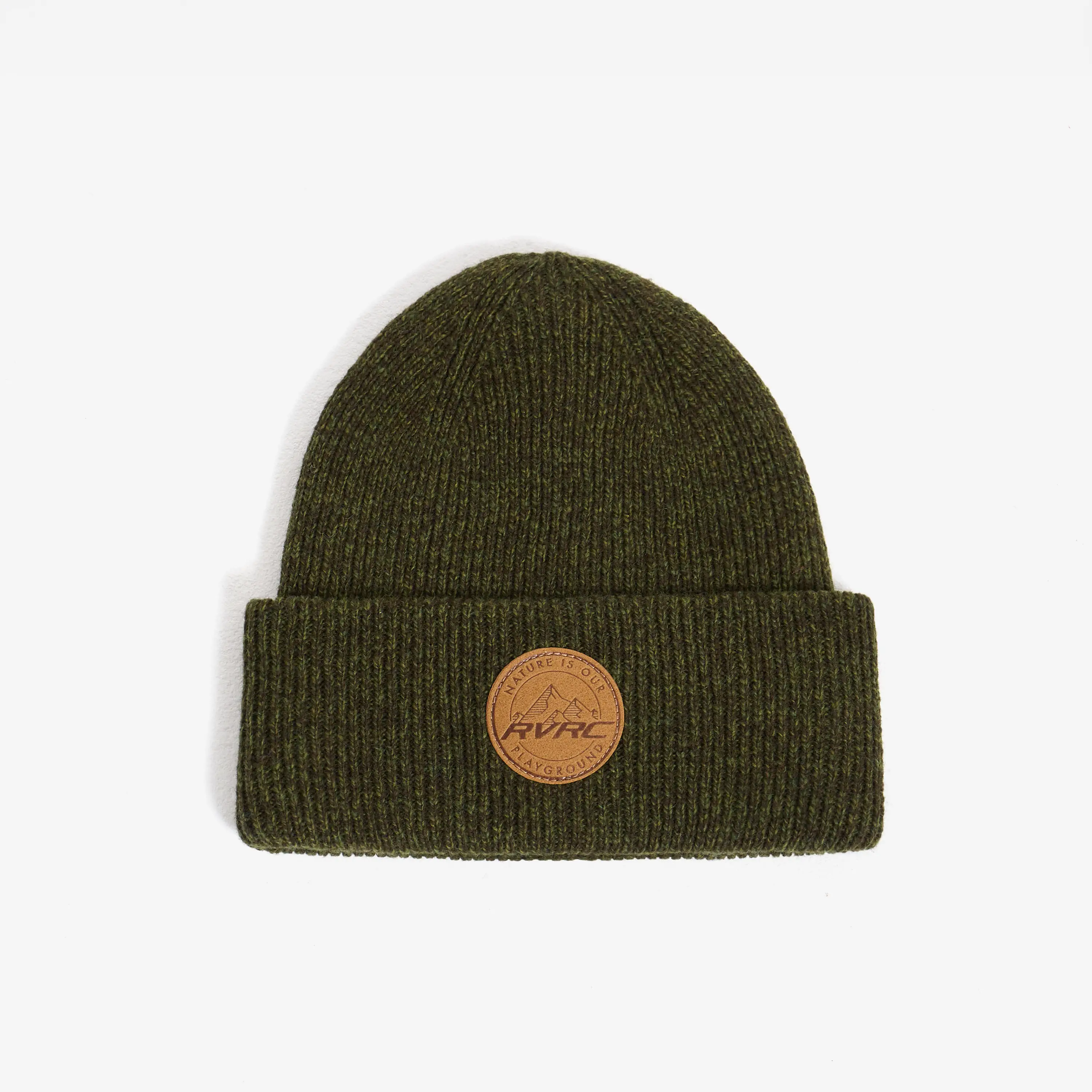 Cave Wool Rib Knit Beanie Unisex Forest Night Melange