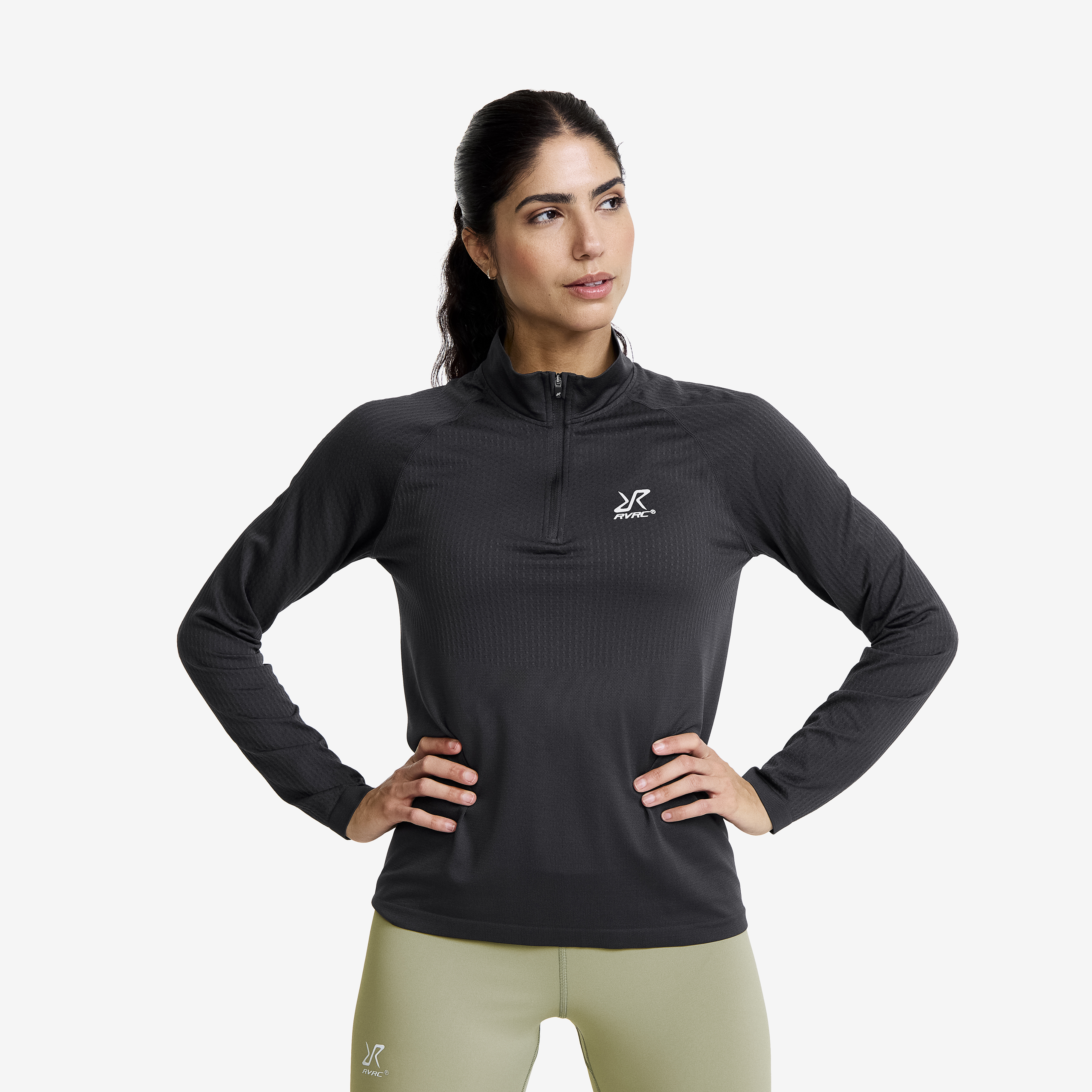 Focus Half-zip Seamless Top Anthracite Women,