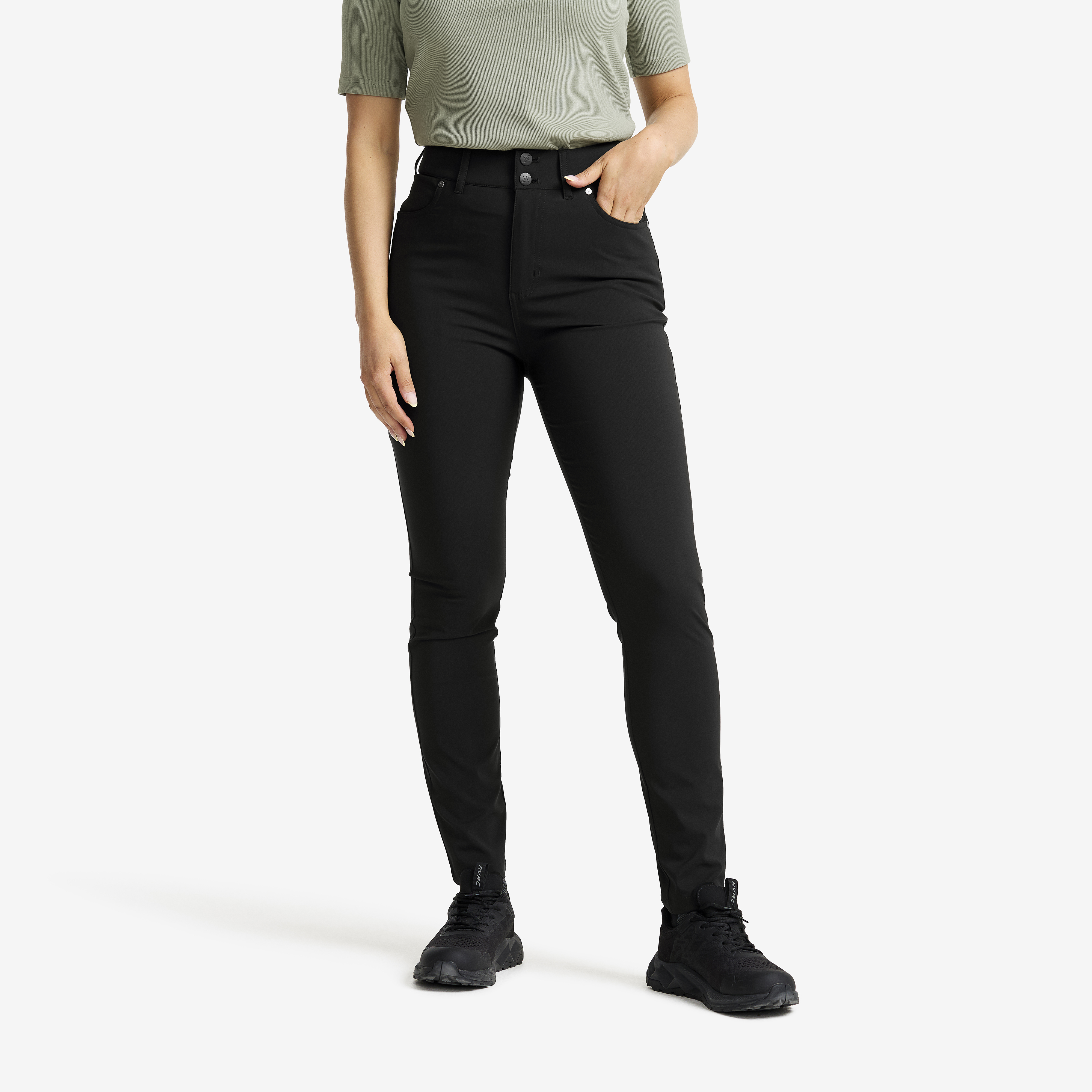Root High-waist Stretch Jeans Black Damen,