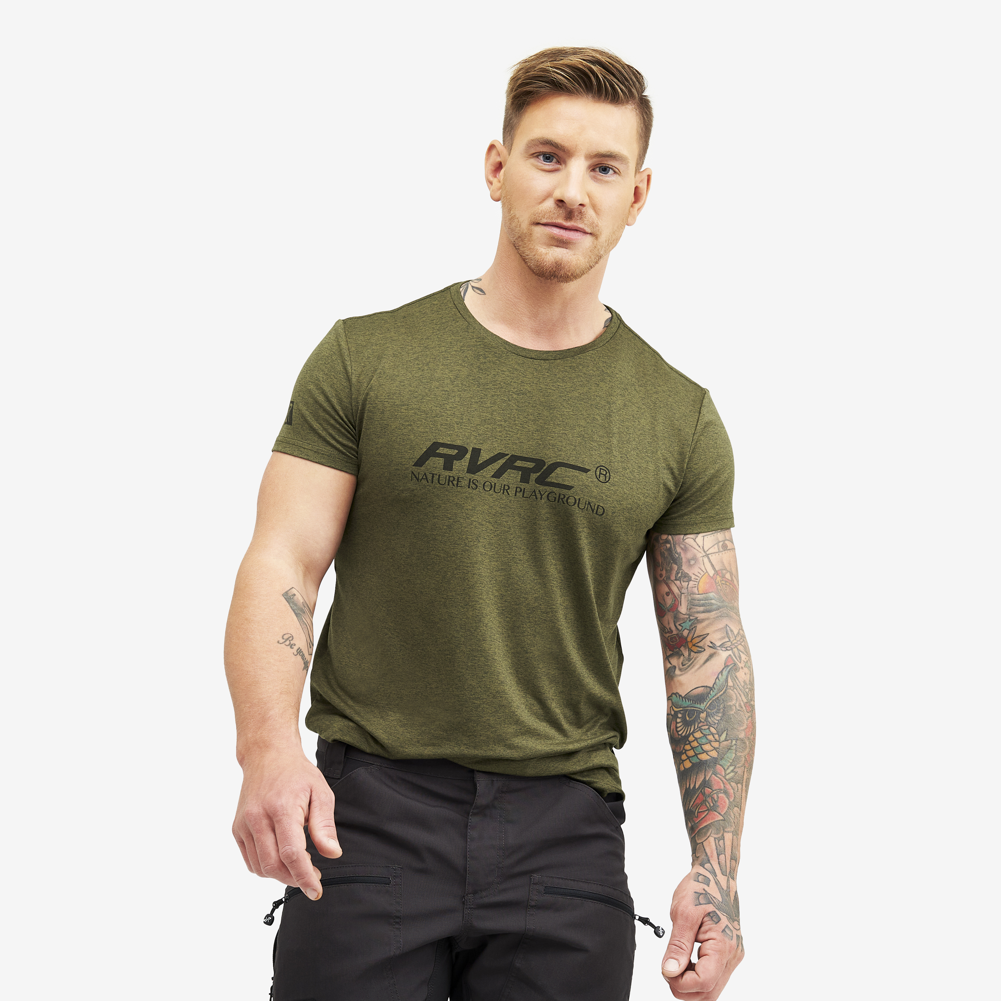 Vagabond Tee Dark Olive Melange Herr