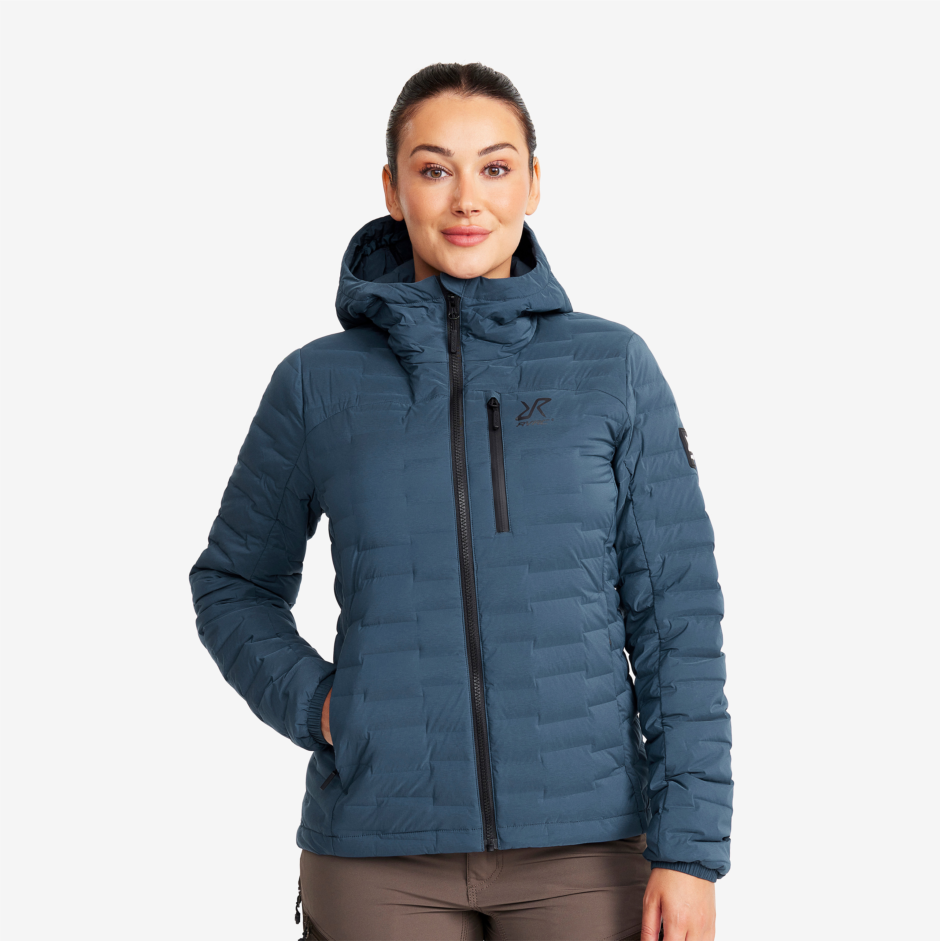 Flex Stretch Hooded Down Jacket Dame Moonlit Ocean, Størrelse:S - Vinterjakker