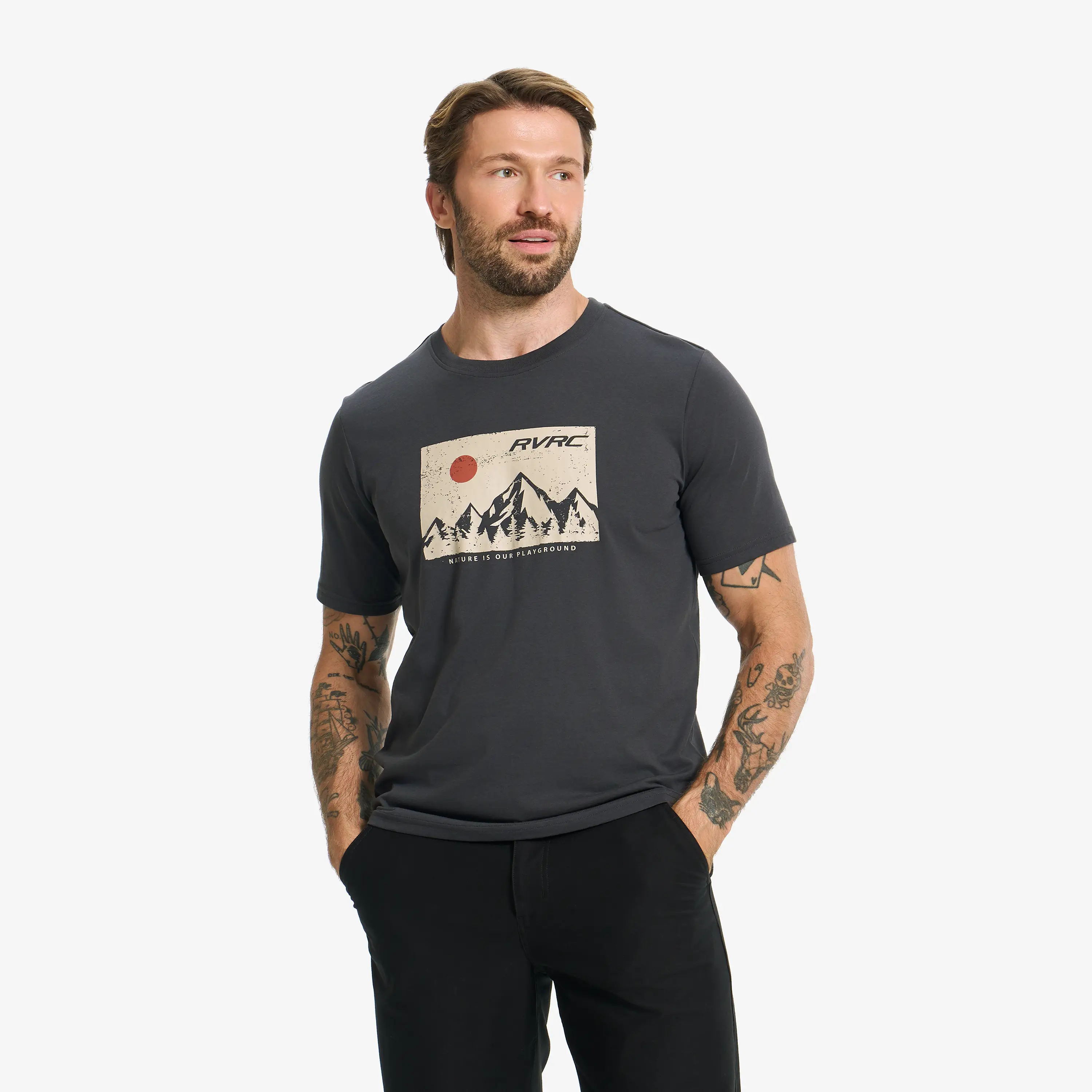 Easy Graphic T-shirt Anthracite Herre,