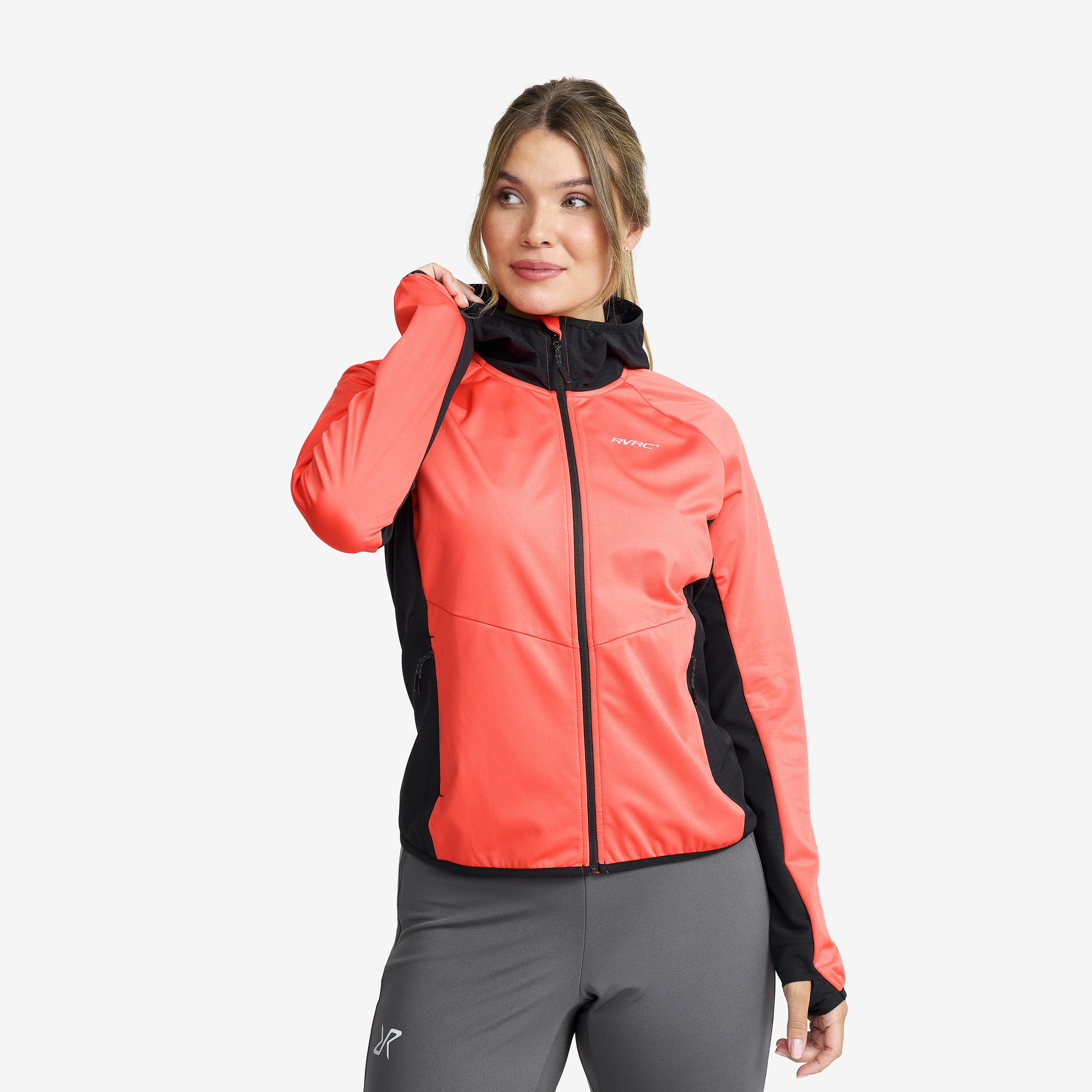 Pace Hooded Wind Jacket Hot Coral Dames