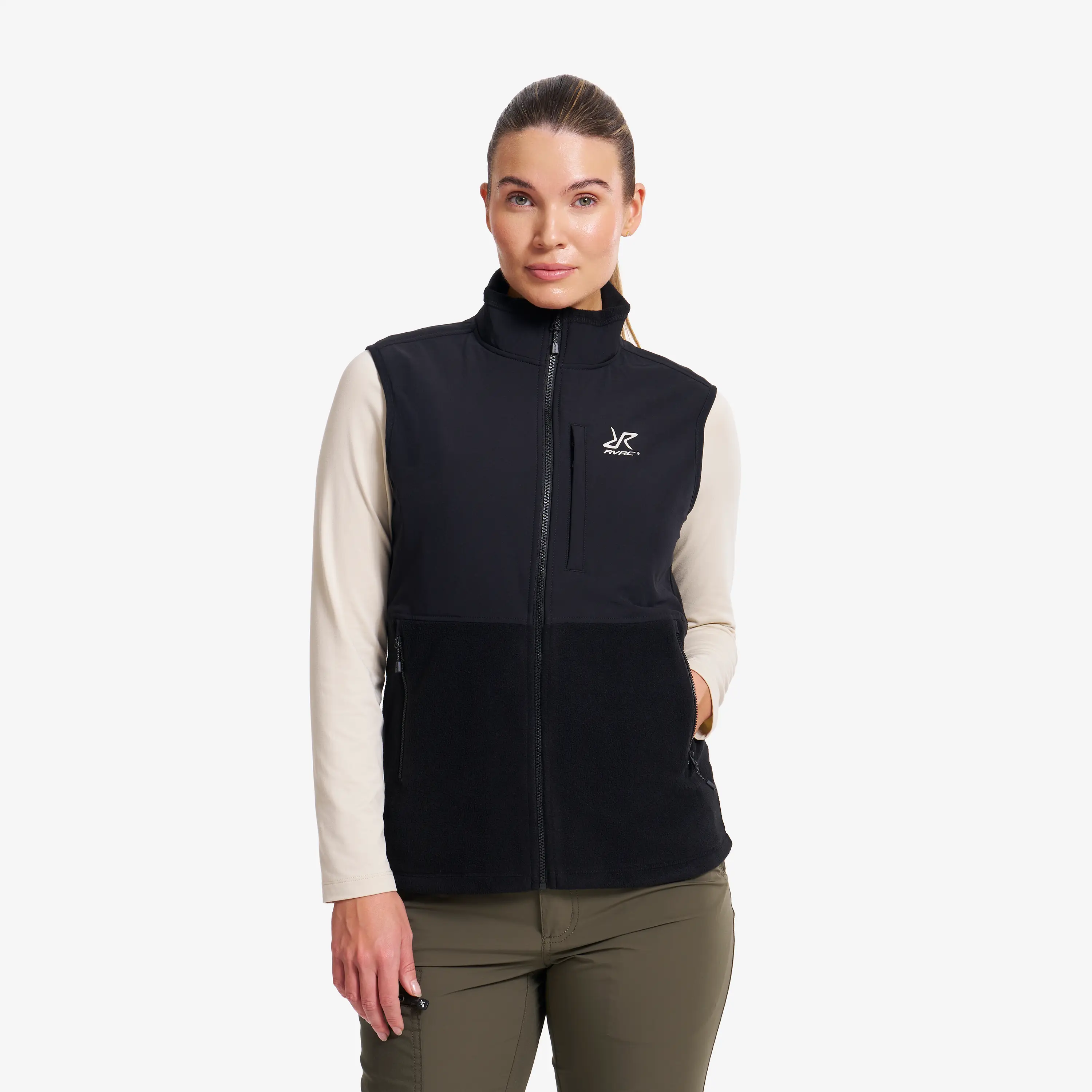 River Hybrid Fleece Vest Black Damen, 