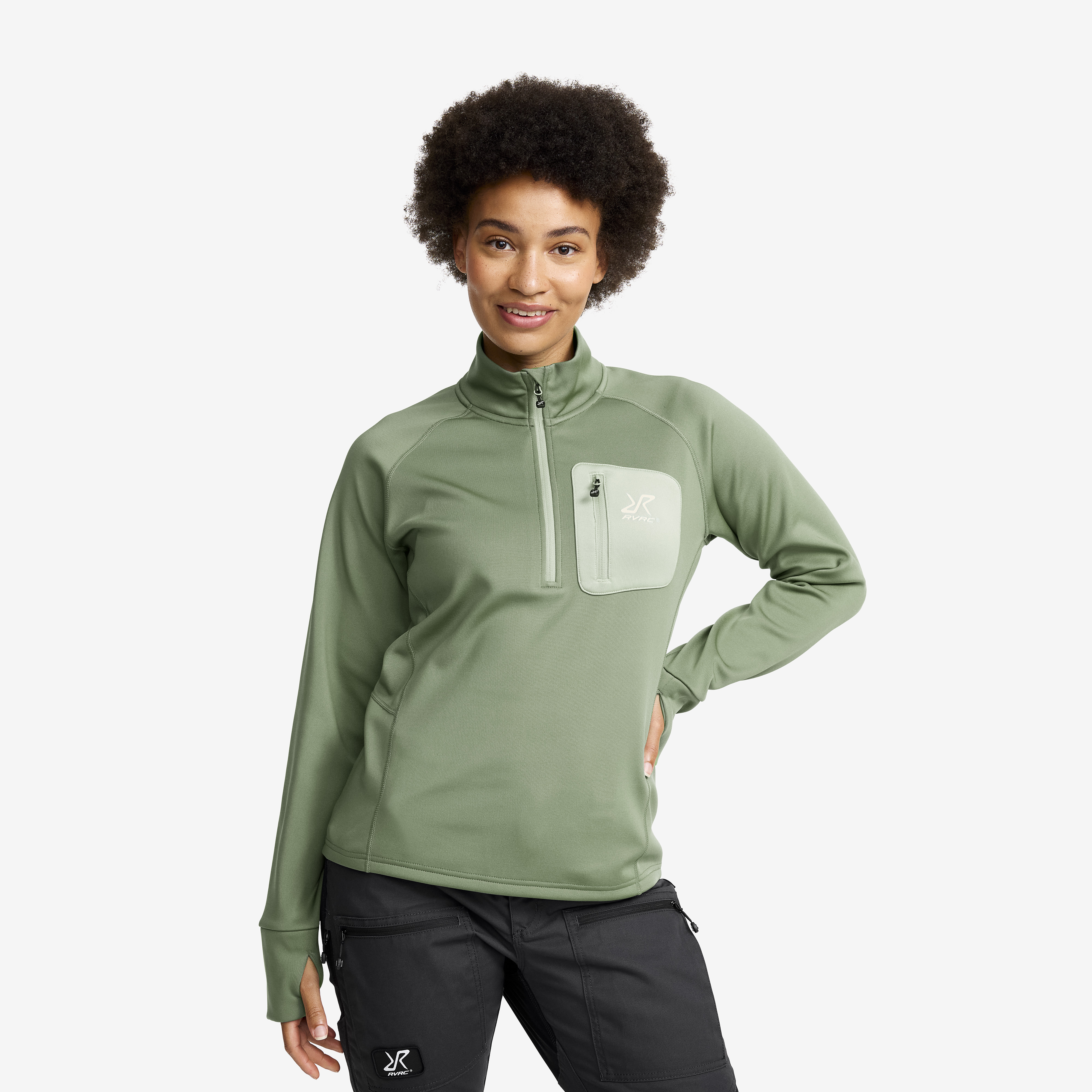 Evolution Half-zip Stretch Fleece Dame Dusty Green, Størrelse:2XL - Dame > Overdele > Fleece & Midlayers
