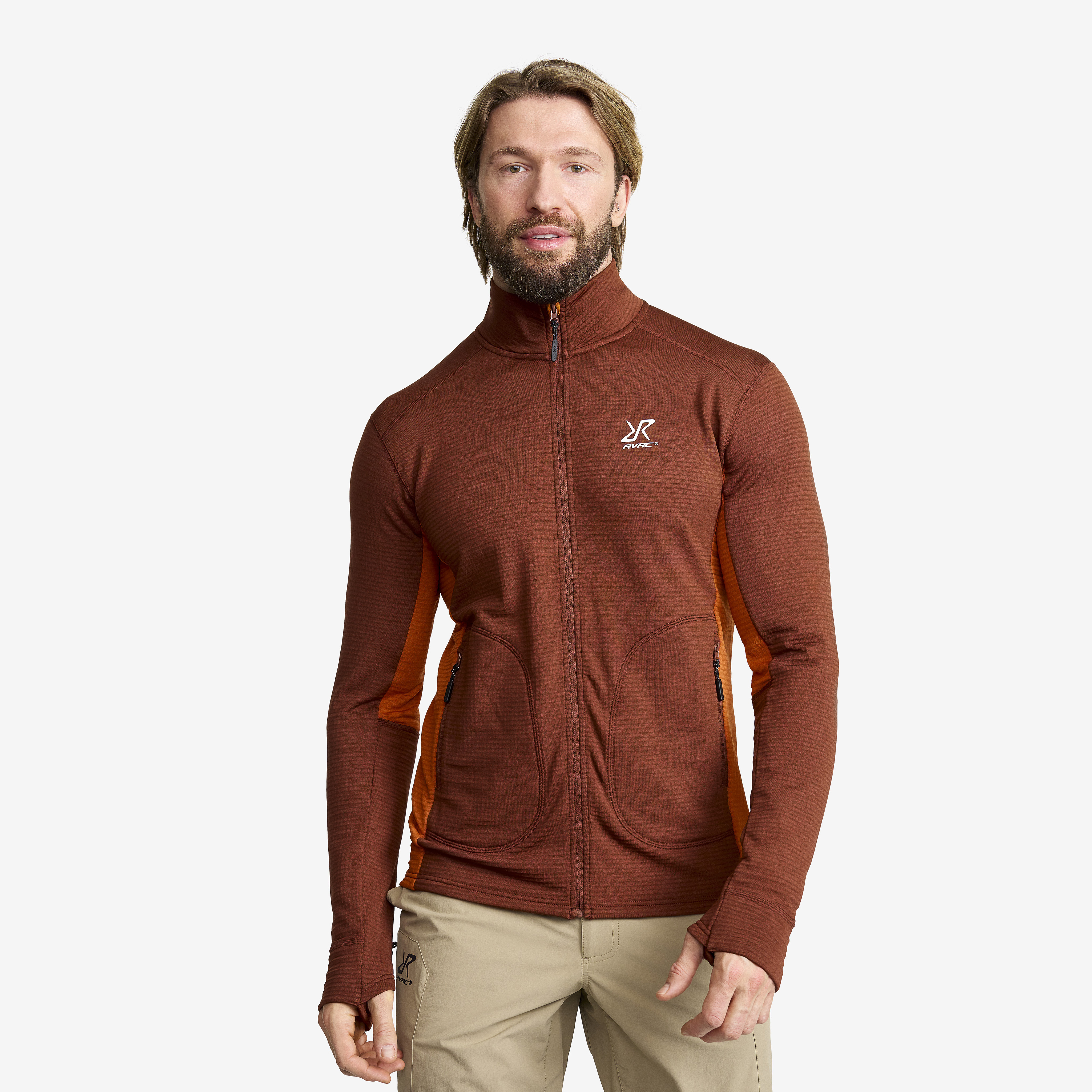 Waffle Full-zip Fleece Smoked Paprika Heren