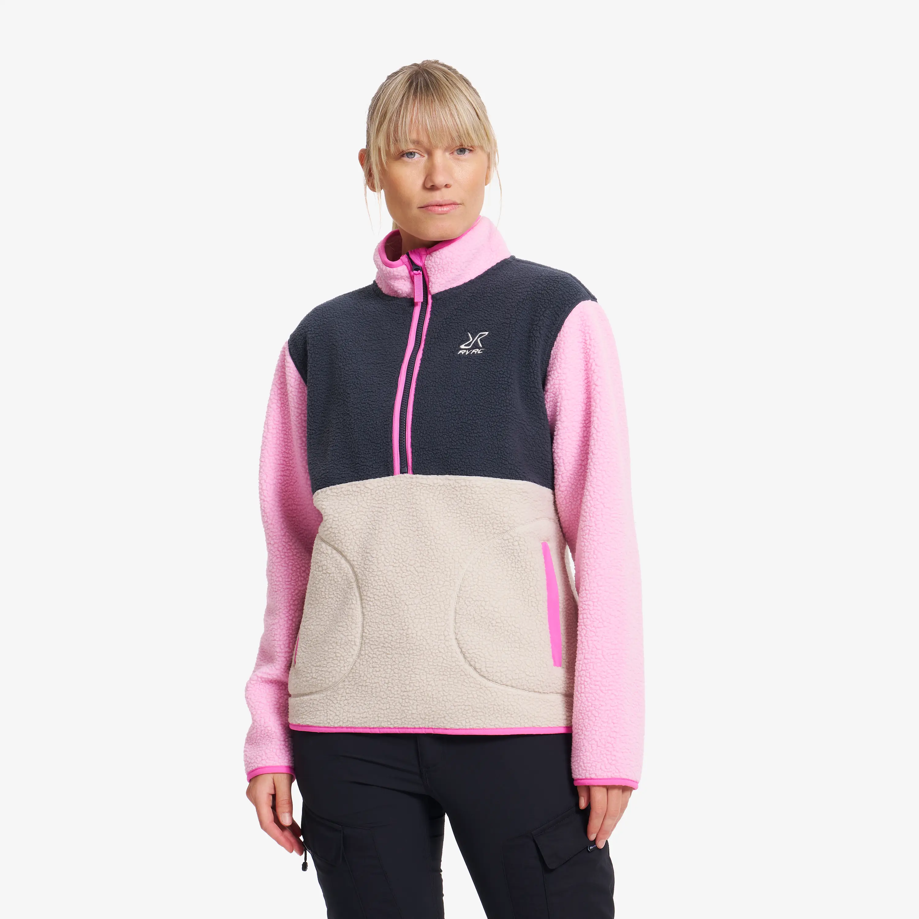 Canyon Half-zip Pile Fleece Dame Bright pink/India ink