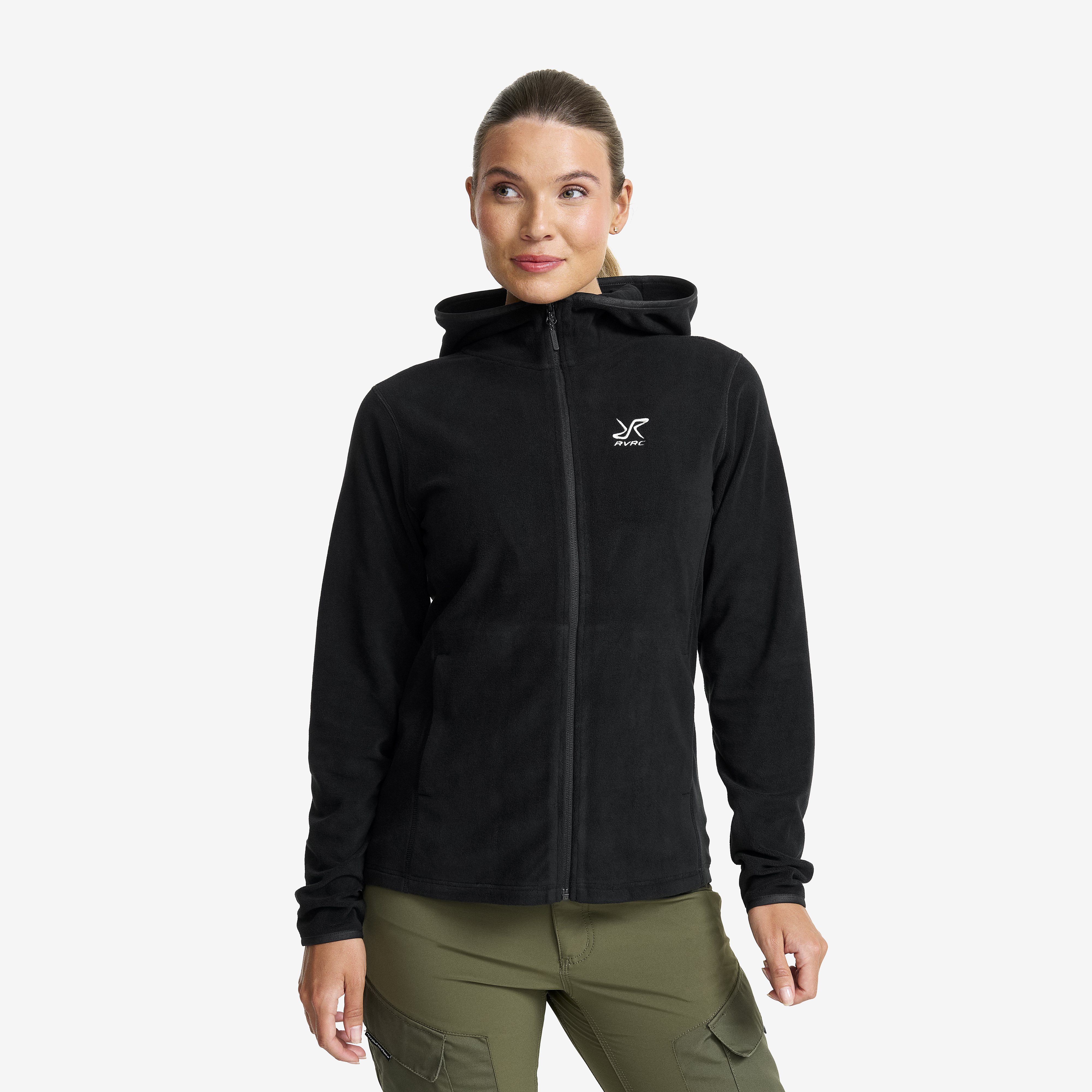Hiker Fleece Hoodie Black Damen,