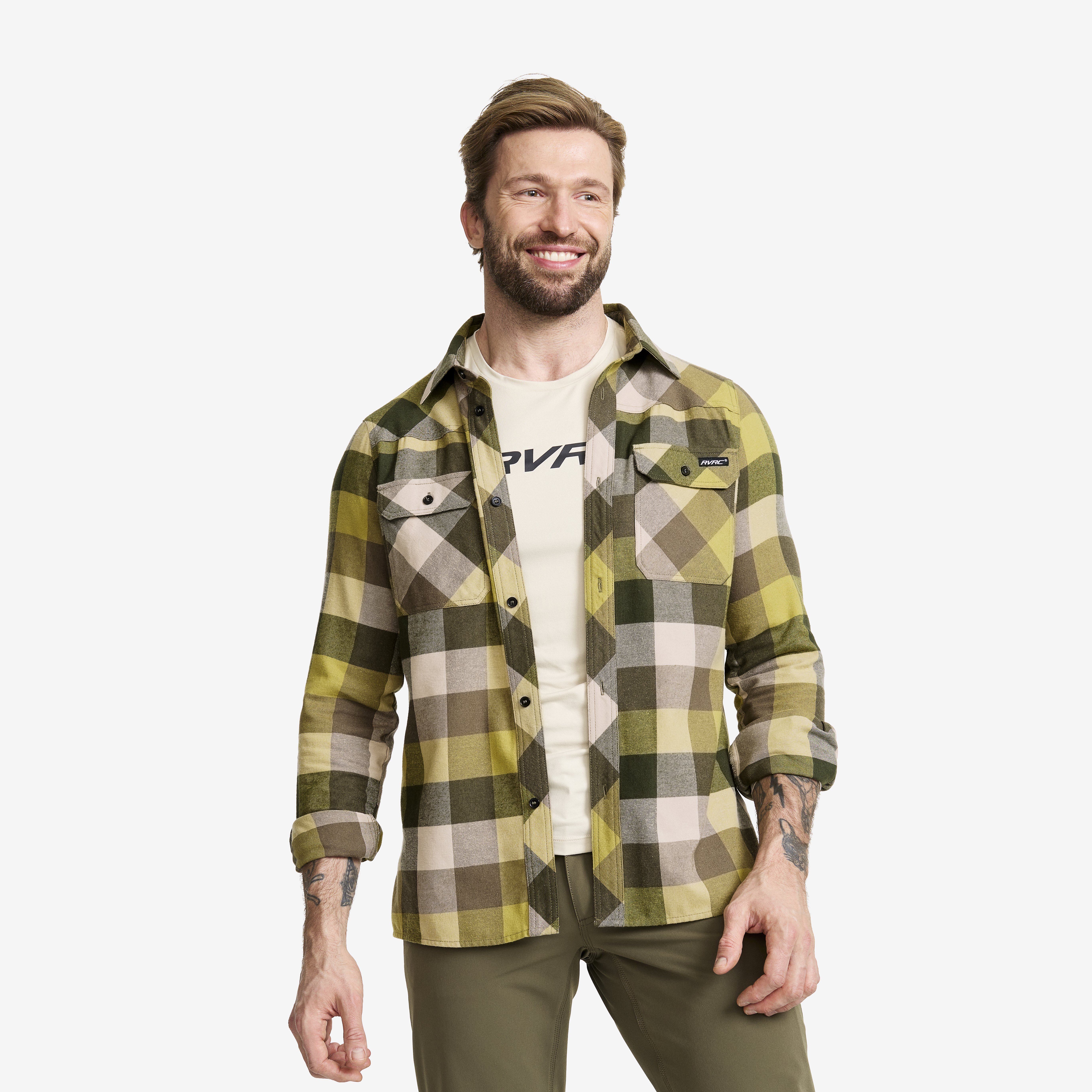 Campfire Shirt Herre Light MossGray/Multi