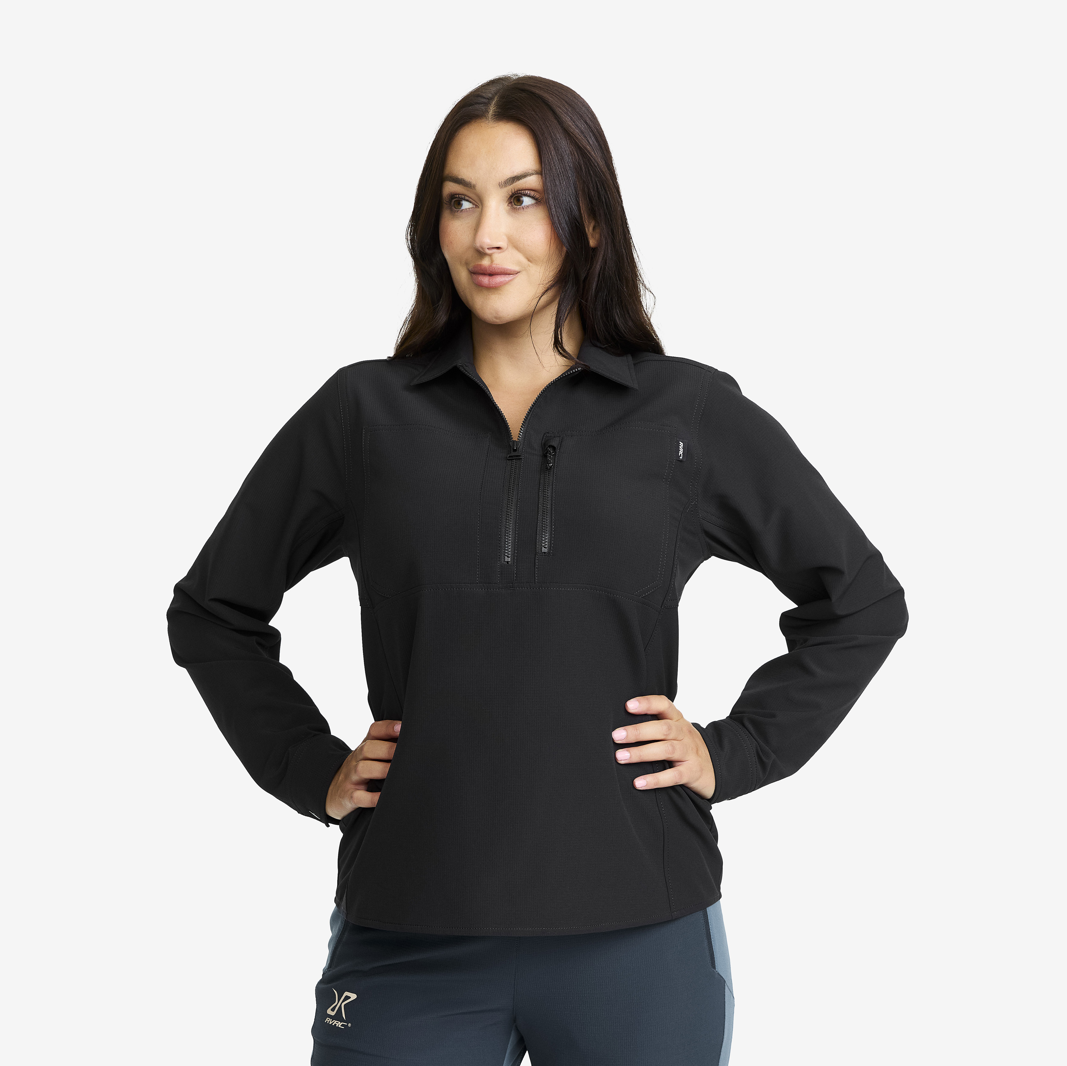 Ridge Half-zip Stretch Shirt Black Damskie,