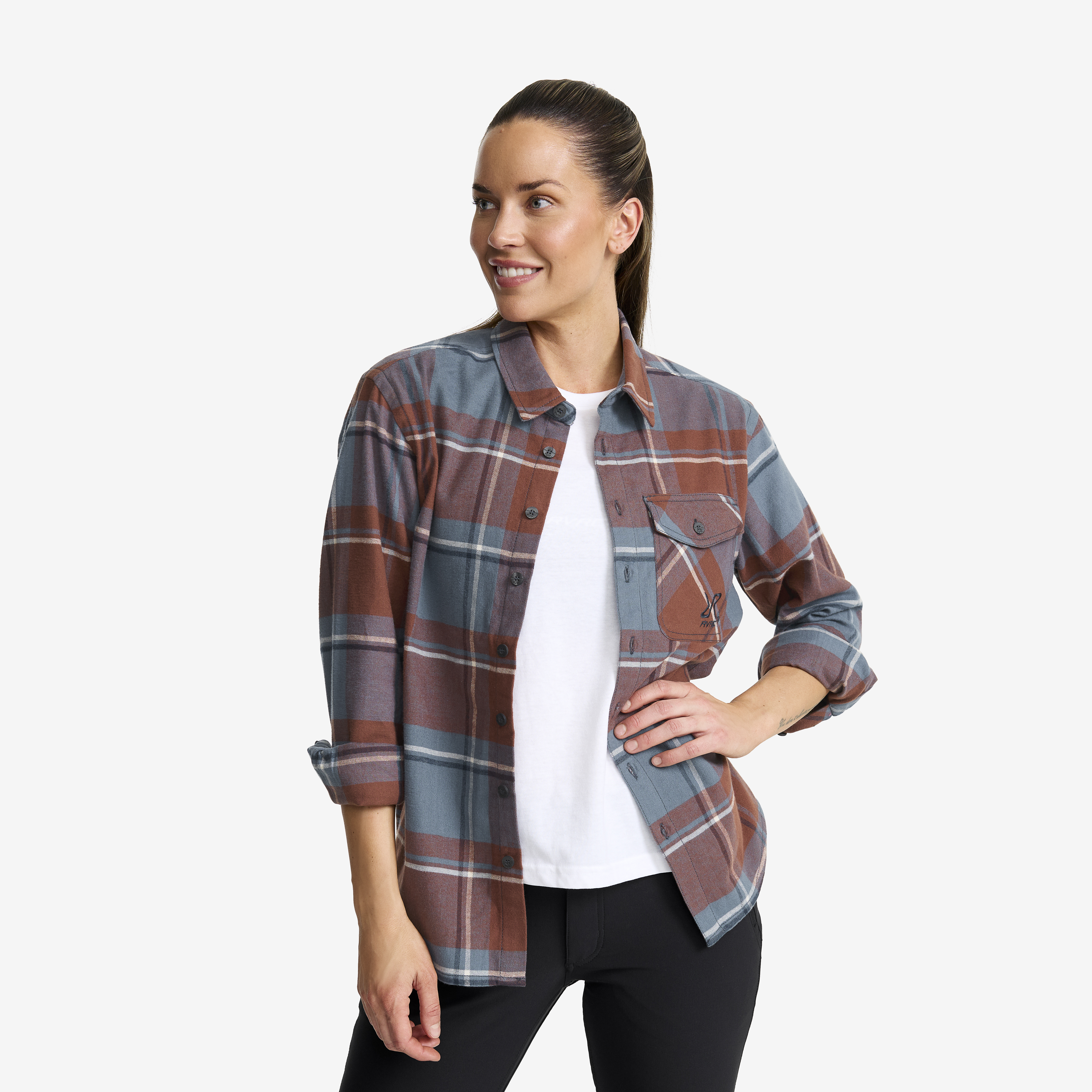 Nevada Flannel Shirt Rusty Walnut/Stormy Weather Dames, 