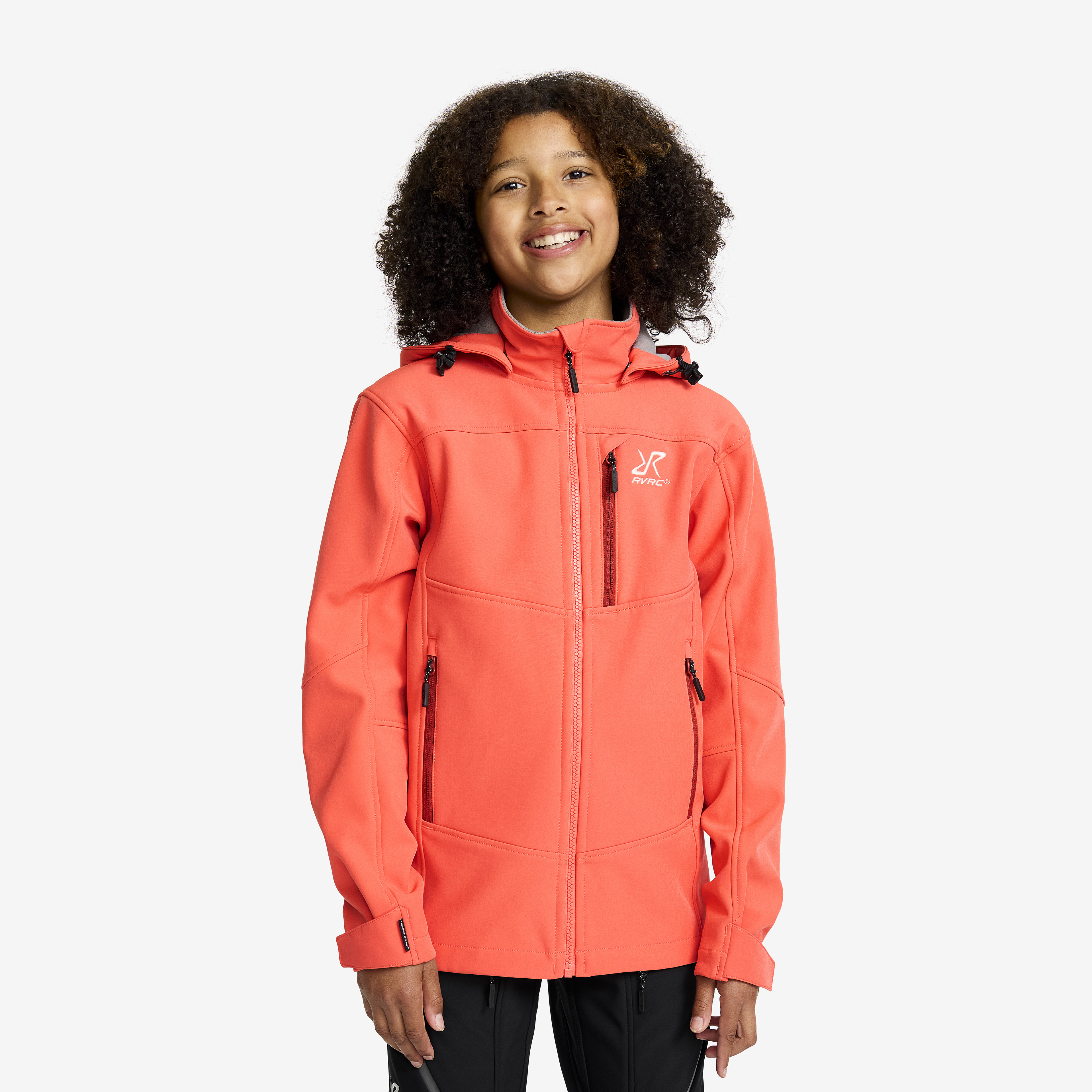 Unuo Children's Softshell Jacket With Fleece Lining And Hood, Water- Repellent And Windproof Outdoor Full-Zip Functional Jacket, Breathable Children's Jacket Basic, Black, 80-86