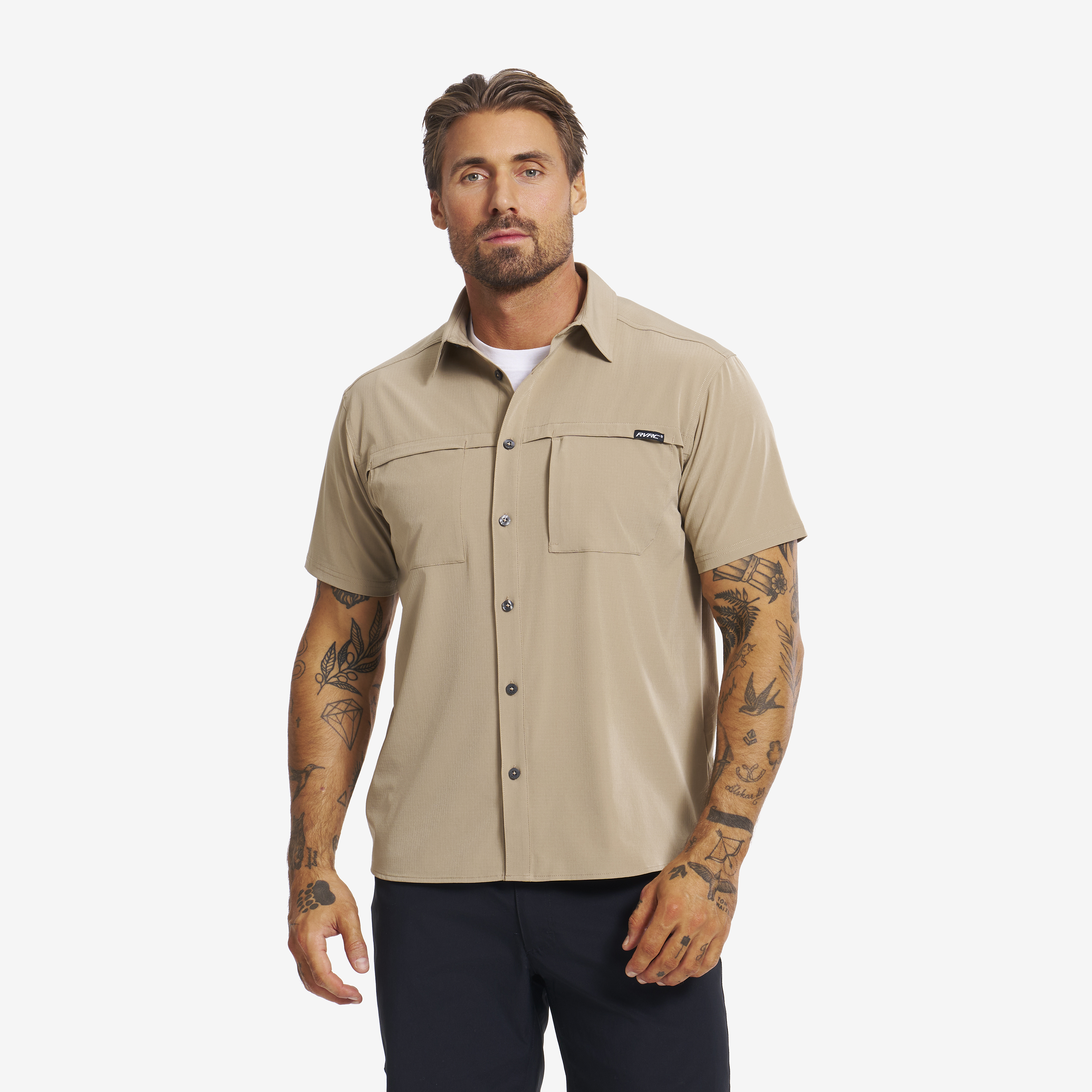 Gradient Pro UV Short Sleeve Shirt Herre Khaki, Størrelse:2XL - Herre > Overdele > Skjorter