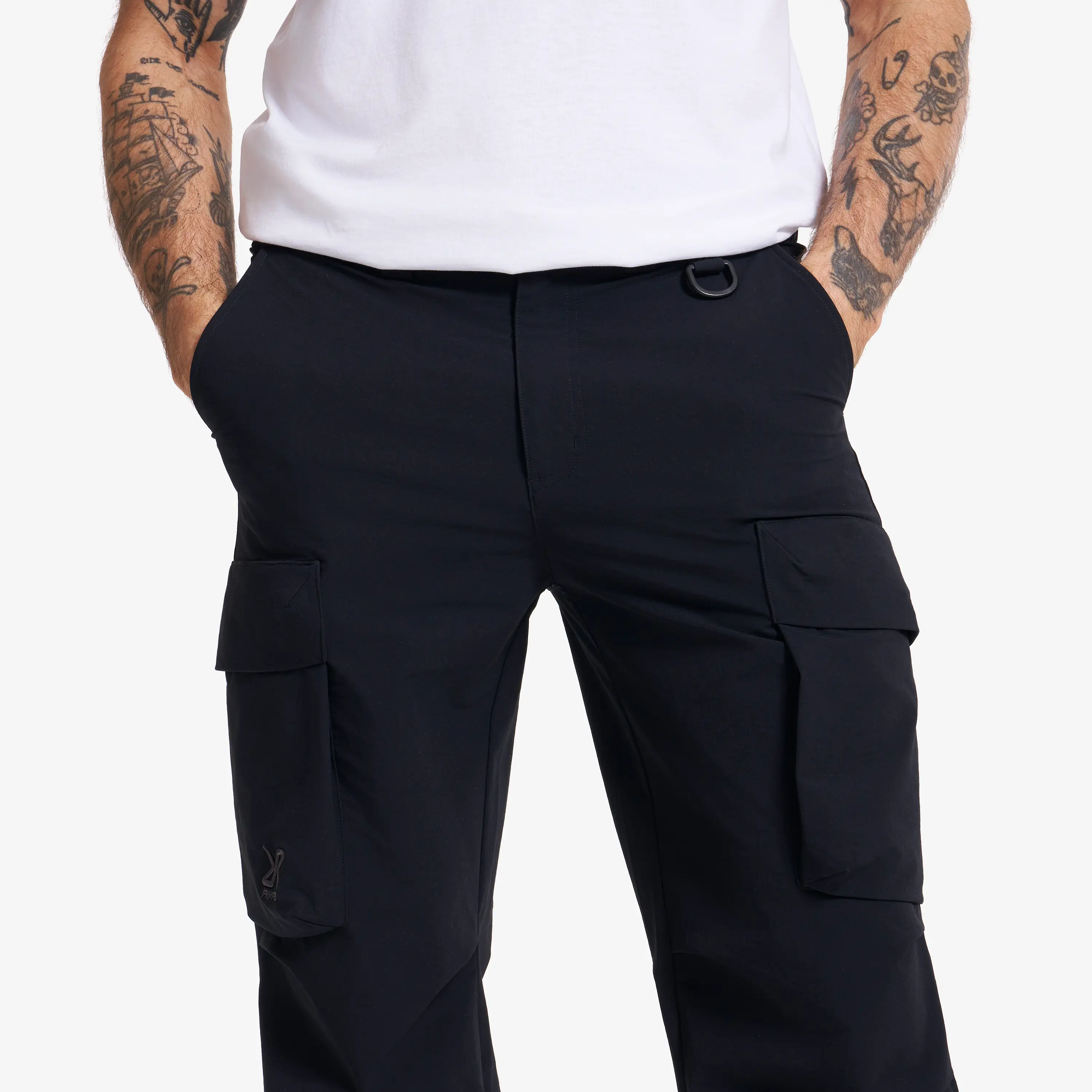 Zenith Wide Leg Cargo Pants Men Black | RevolutionRace