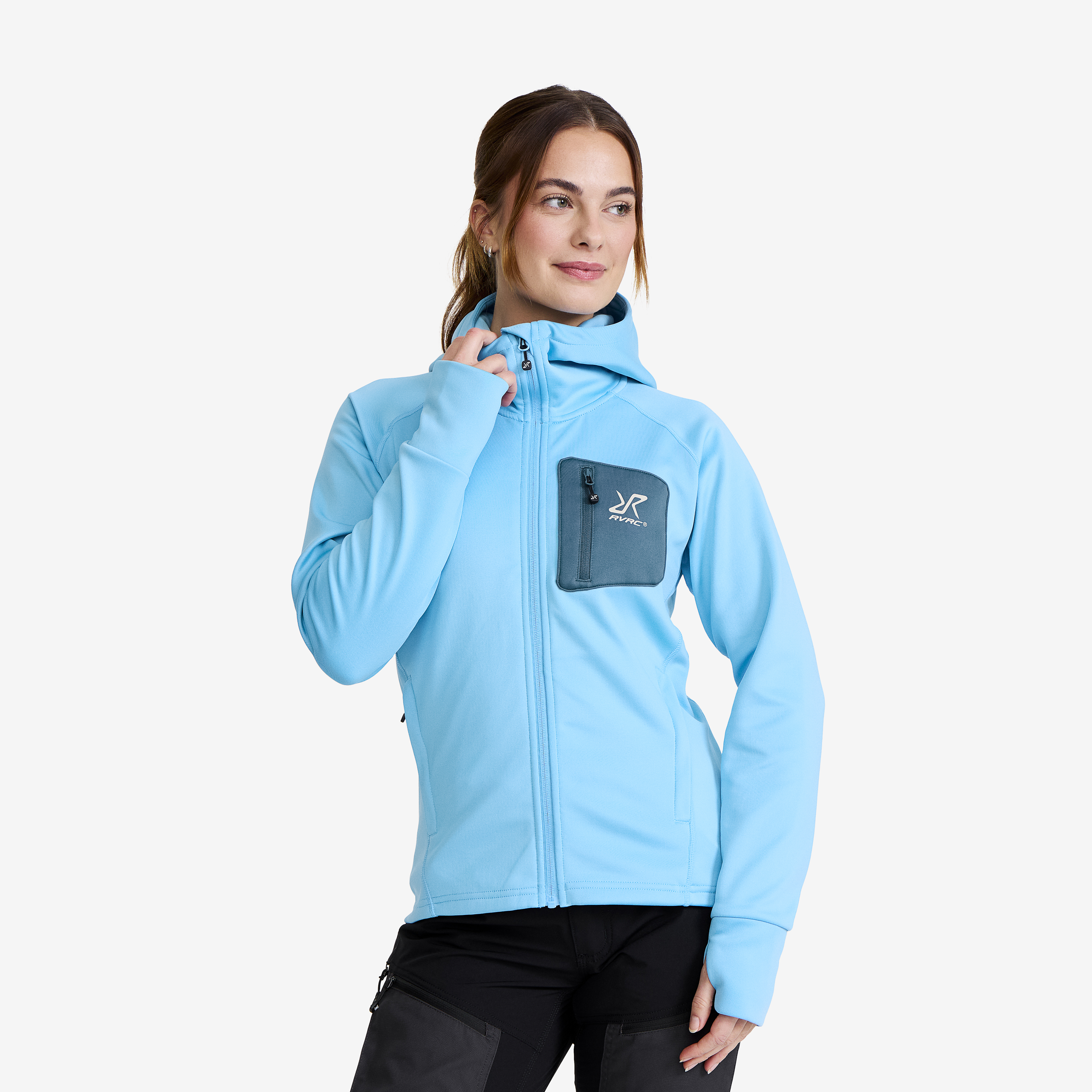 Evolution Stretch Fleece Hoodie Alaskan Blue Naiset,