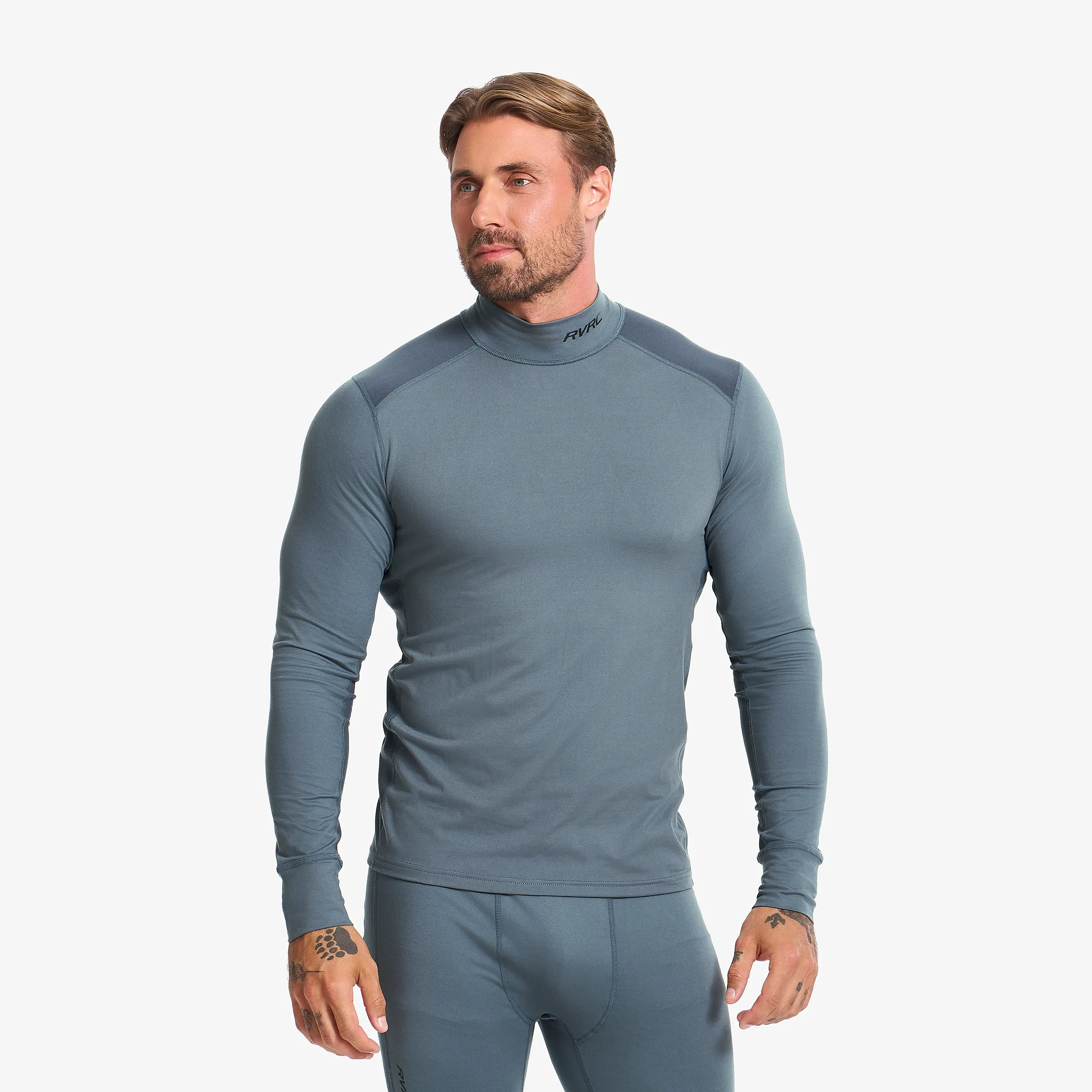 Downhill Mock Neck Baselayer Top Turbulence/India Ink Męskie,