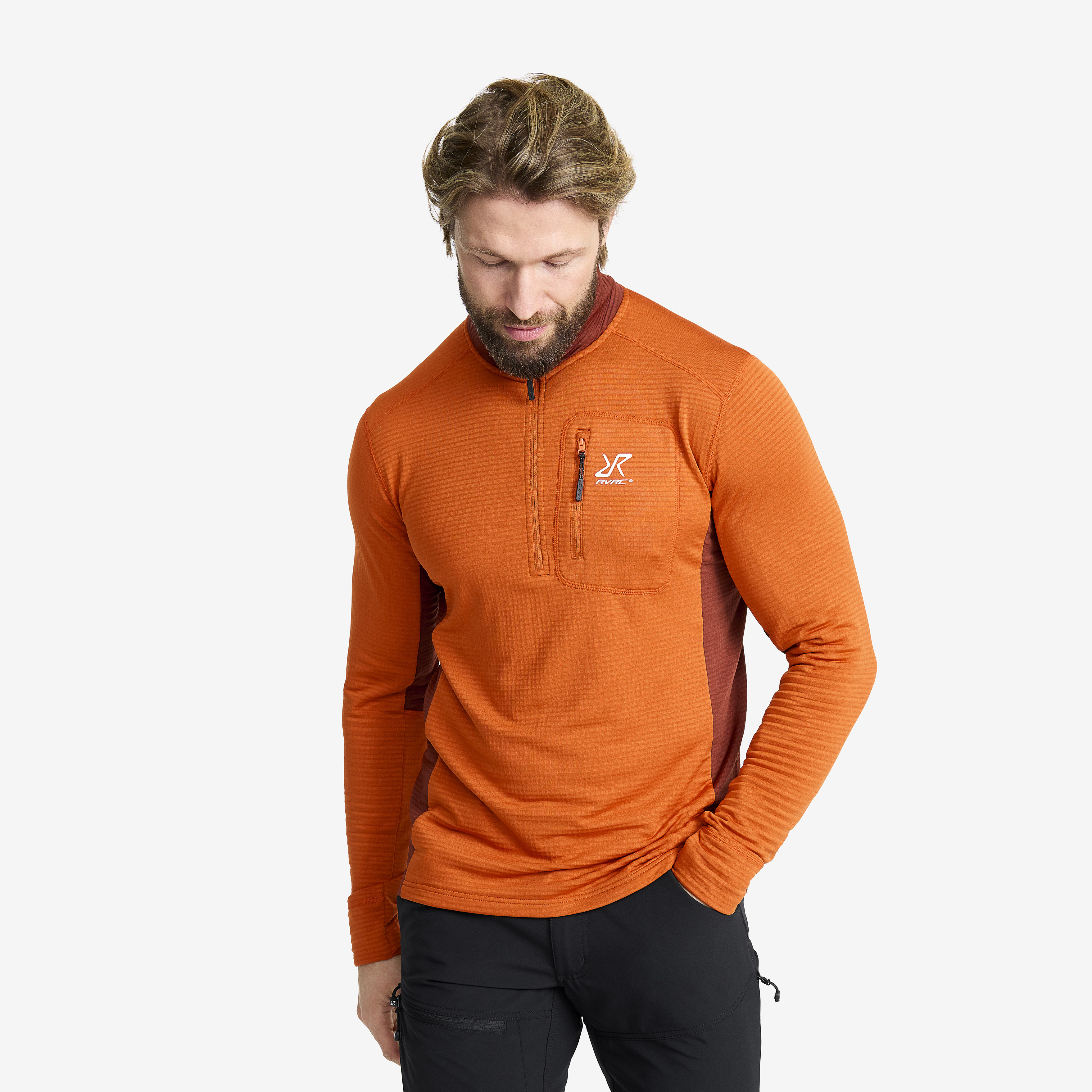 Waffle Half-zip Fleece Herre Hawaiian Sunset