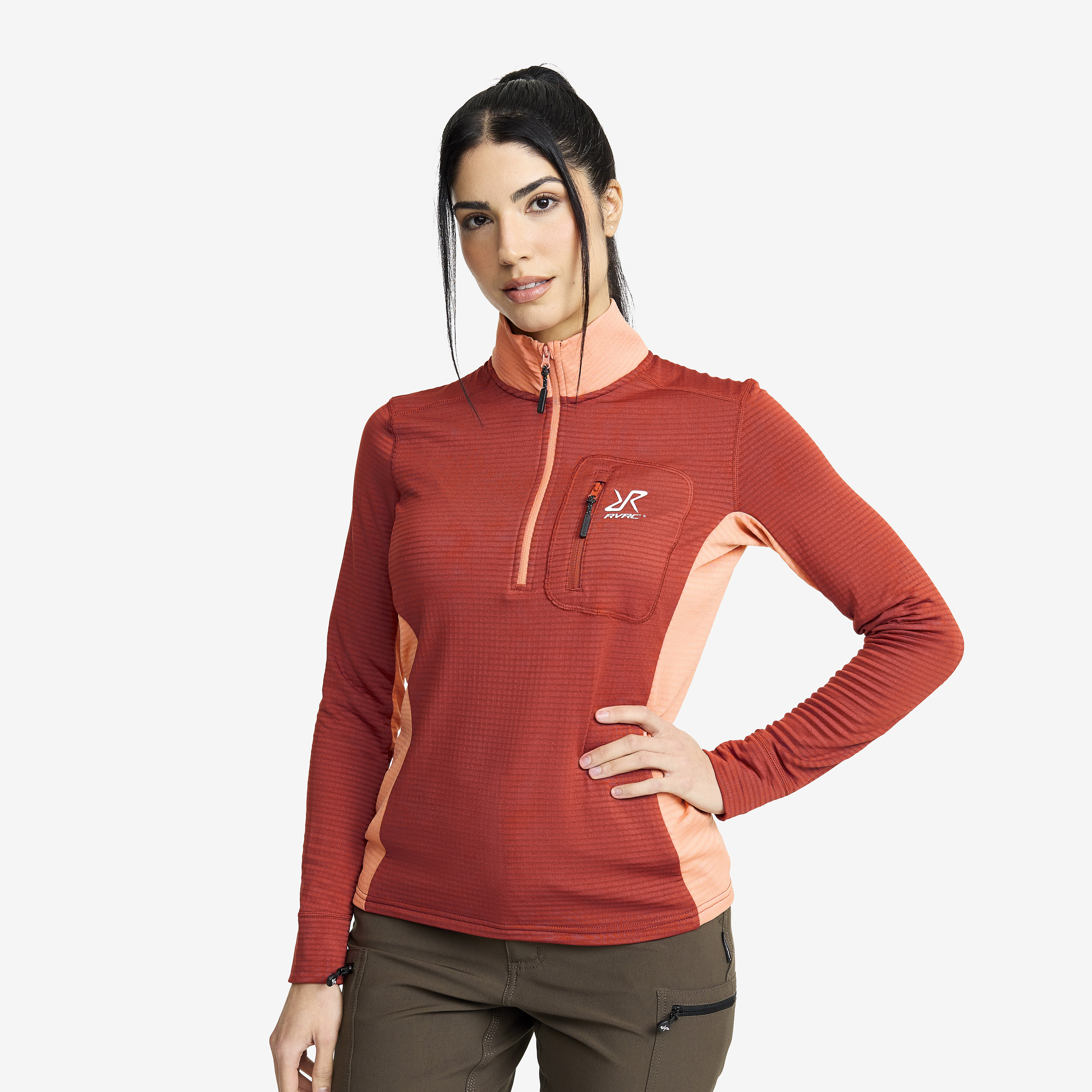 Waffle Half-zip Fleece – Dam – Cinnabar Storlek:2XL – Dam > Tröjor > Fleece