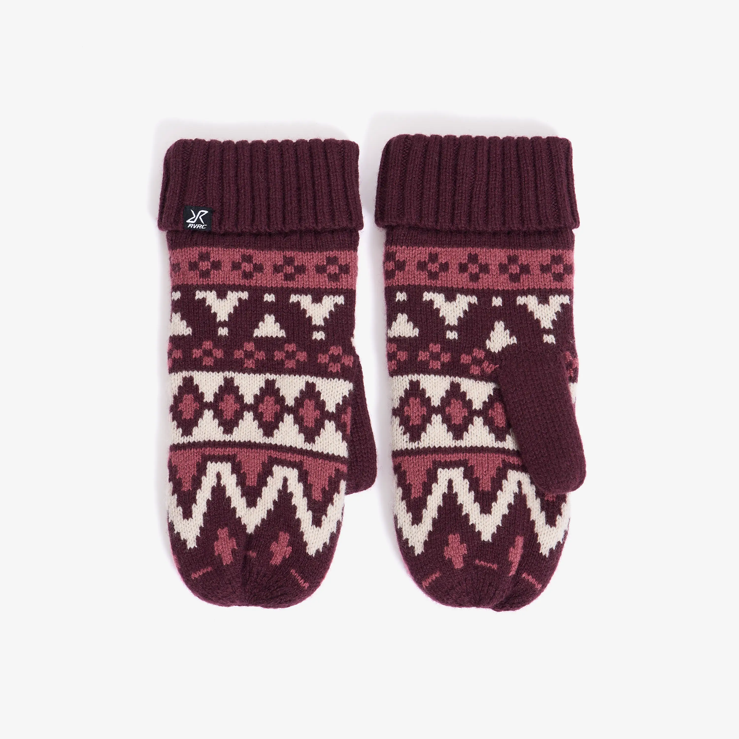 Jacquard Wool Mittens Winetasting/Oatmeal,