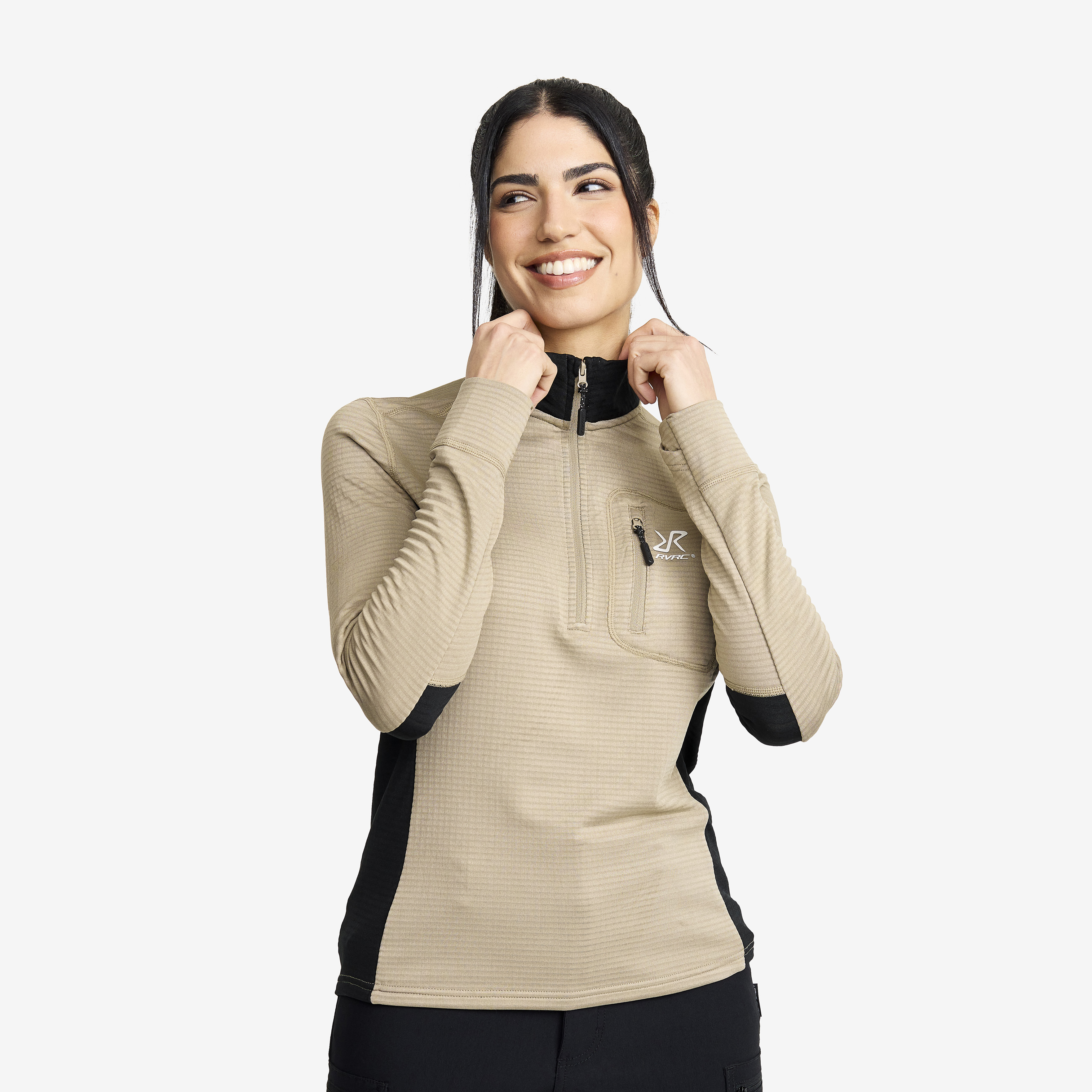 Waffle Half-zip Fleece Dame Aluminium